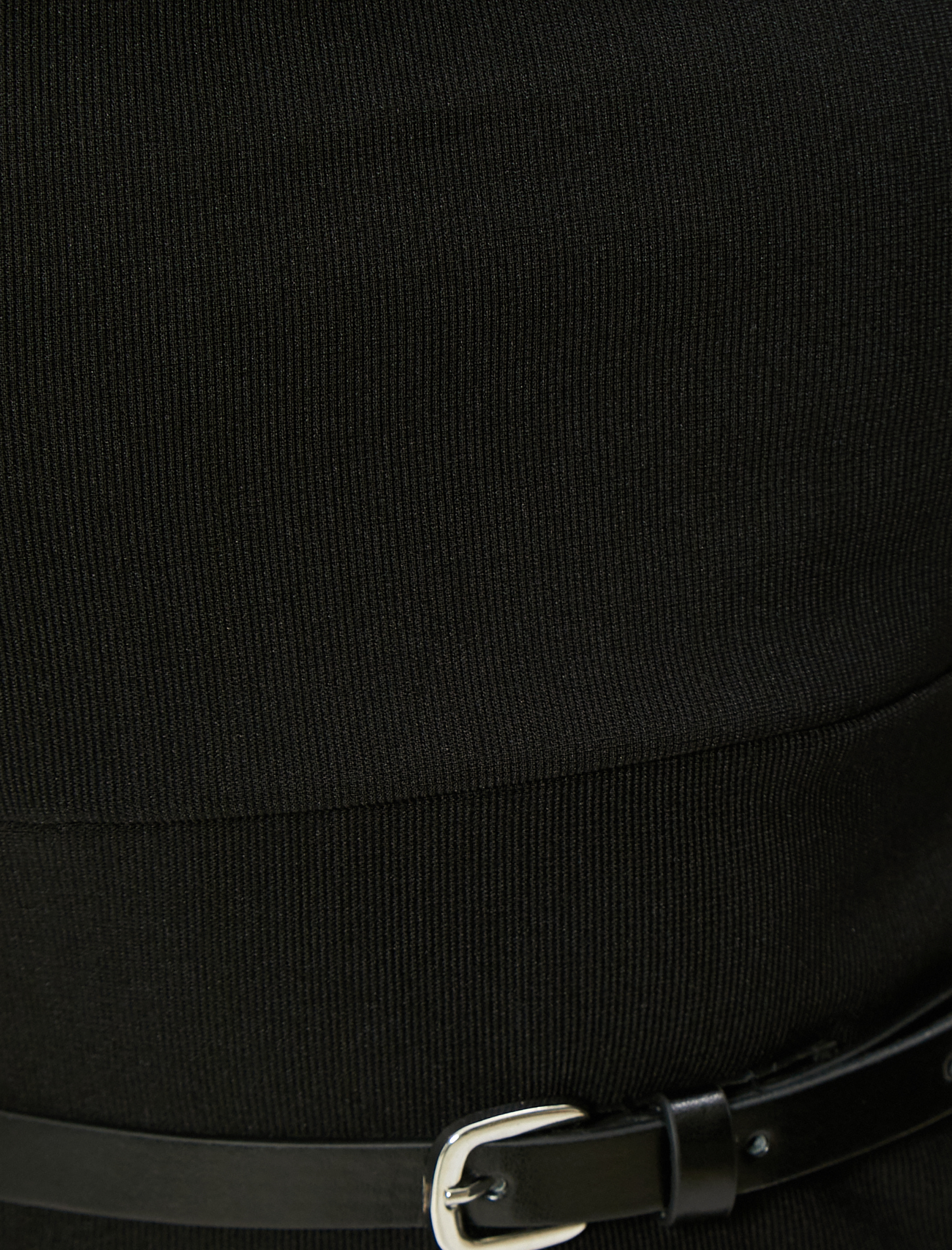 Mini Elbise Kemerli Kalın Askılı Kare Yaka