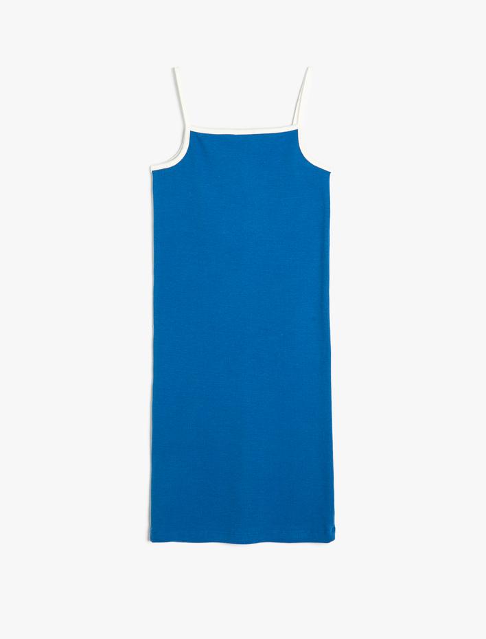 Kız Çocuk Mini Kalem Elbise İnce Askılı Ribanalı İşleme Detaylı Pamuklu