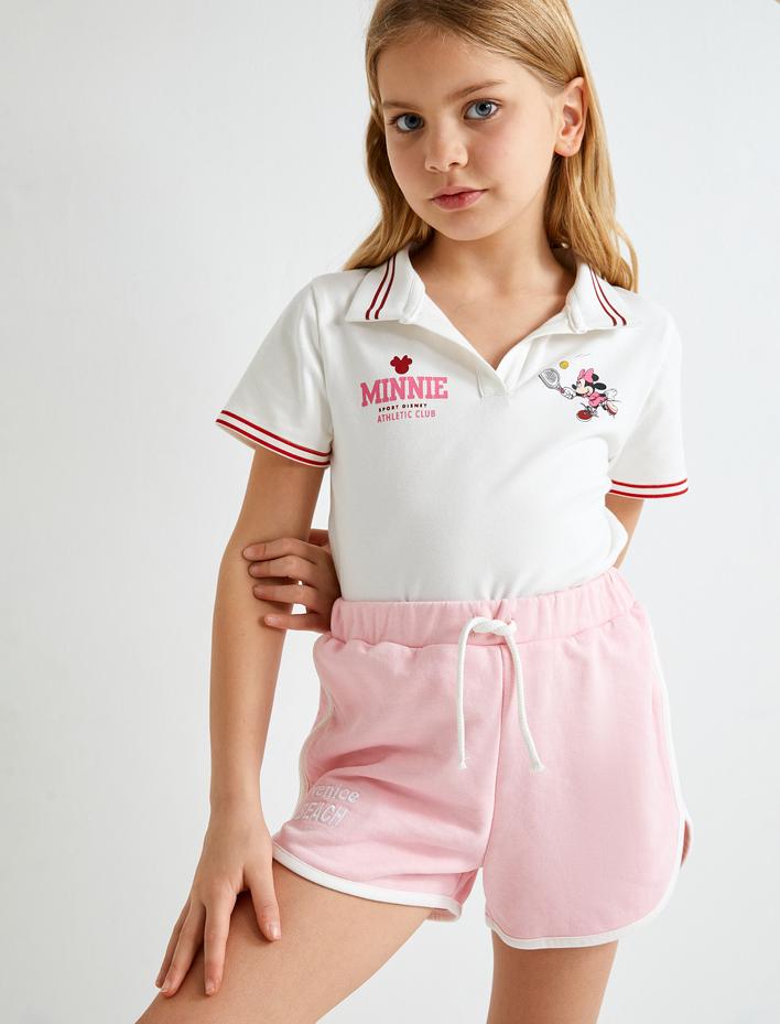 Kız Çocuk Minnie Mouse Tişört Polo Yaka Lisanslı Kısa Kollu