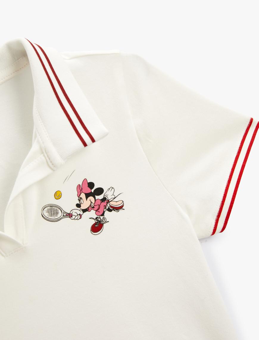  Kız Çocuk Minnie Mouse Tişört Polo Yaka Lisanslı Kısa Kollu