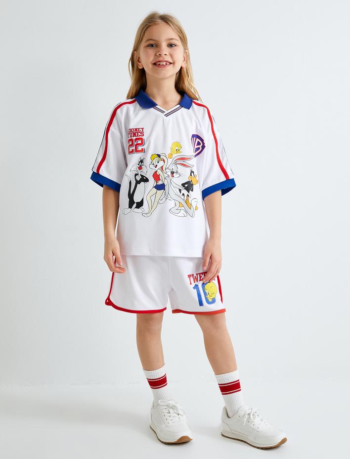 Kız Çocuk Tweety Şort Beli Lastikli Biye Detaylı