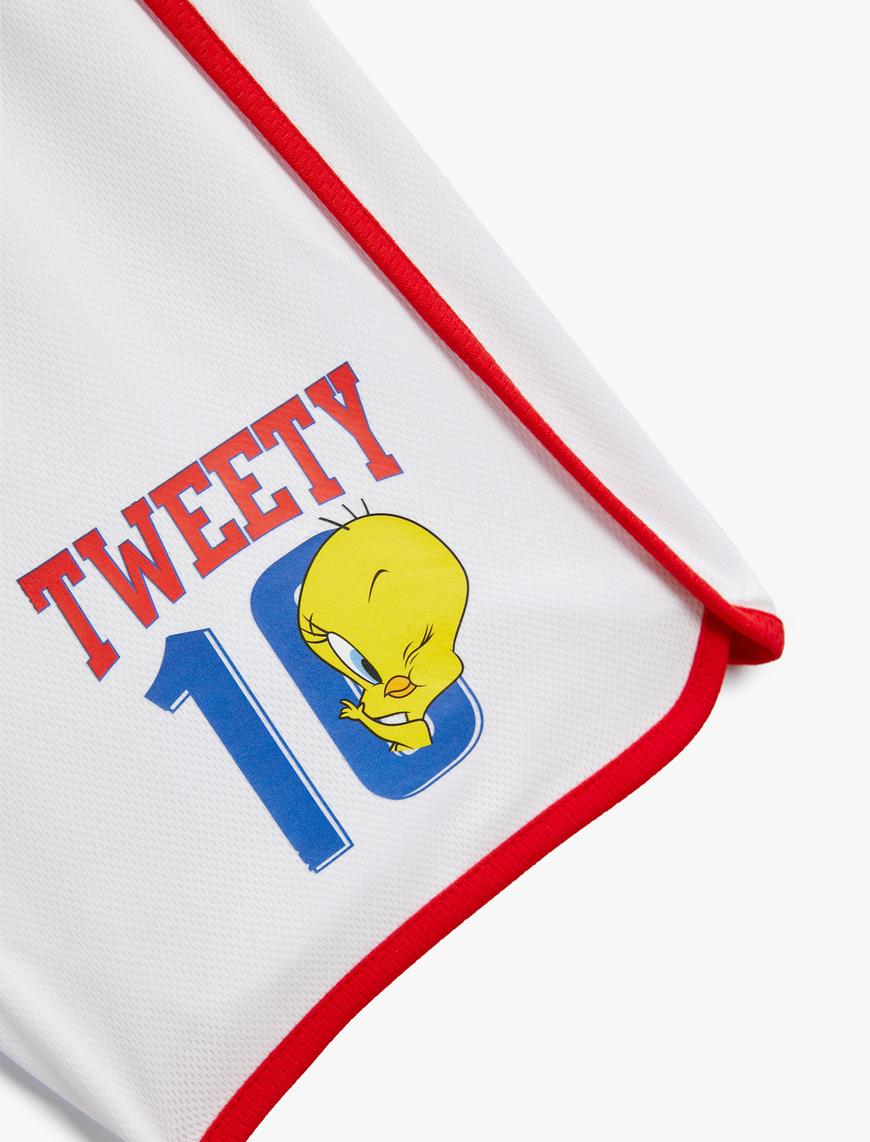  Kız Çocuk Tweety Şort Beli Lastikli Biye Detaylı