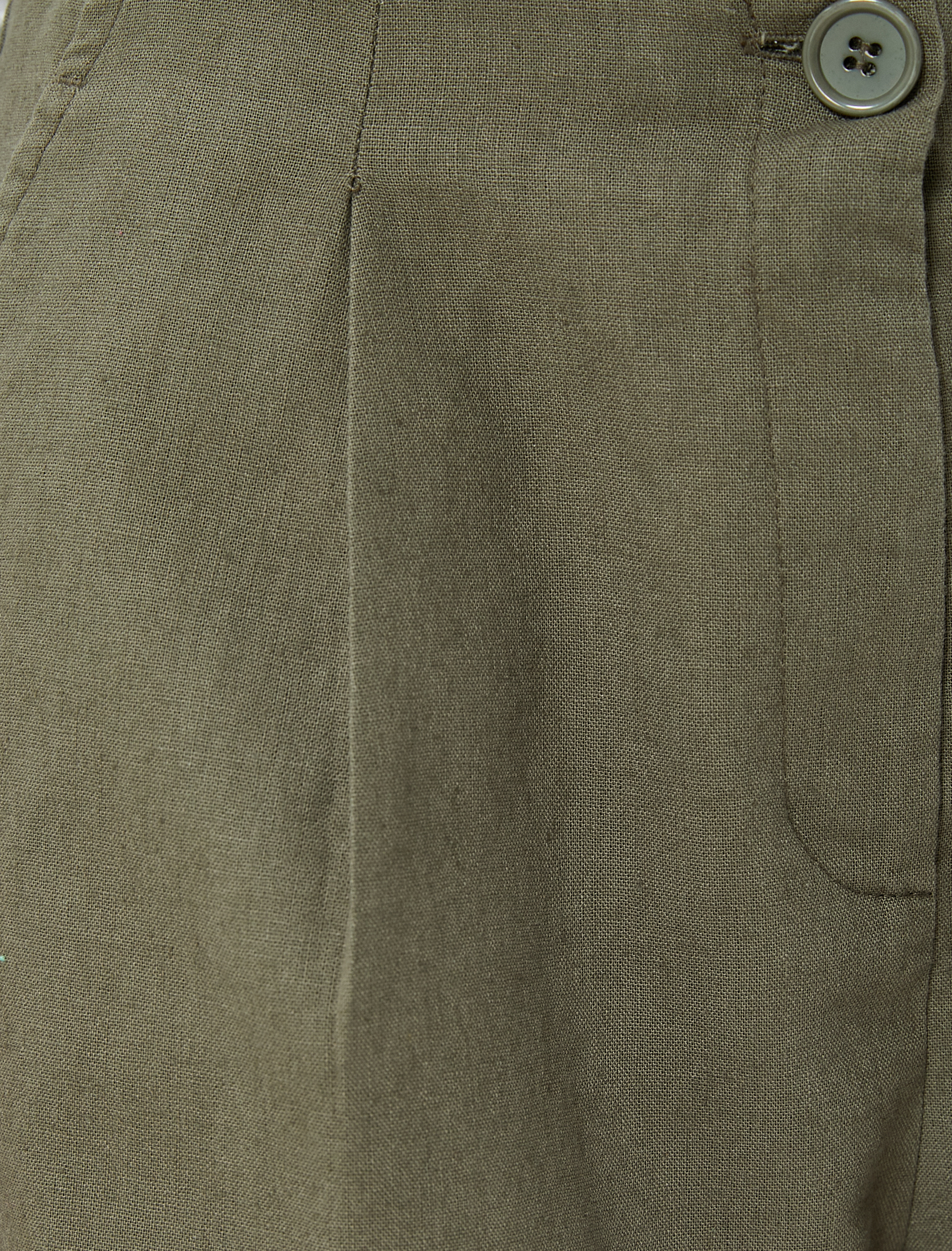   Keten Şort Pileli Cepli