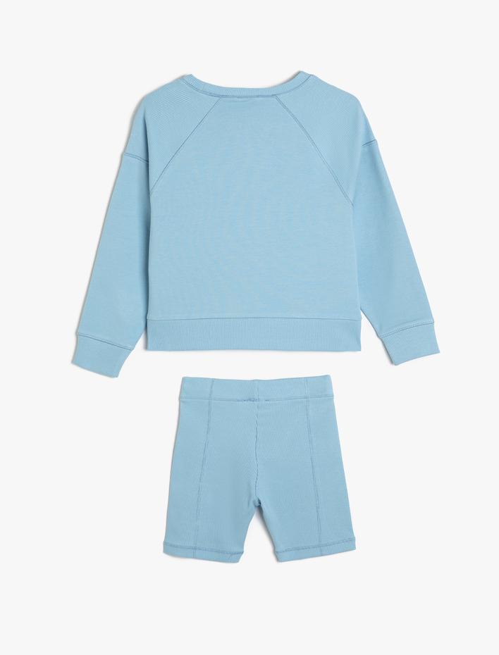 Kız Çocuk 2'li Takım Tayt Sweatshirt Slogan Baskılı