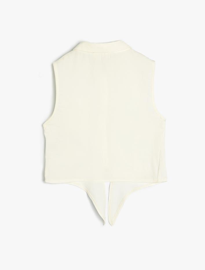 Kız Çocuk Crop Gömlek Kısa Kollu Önden Bağlamalı