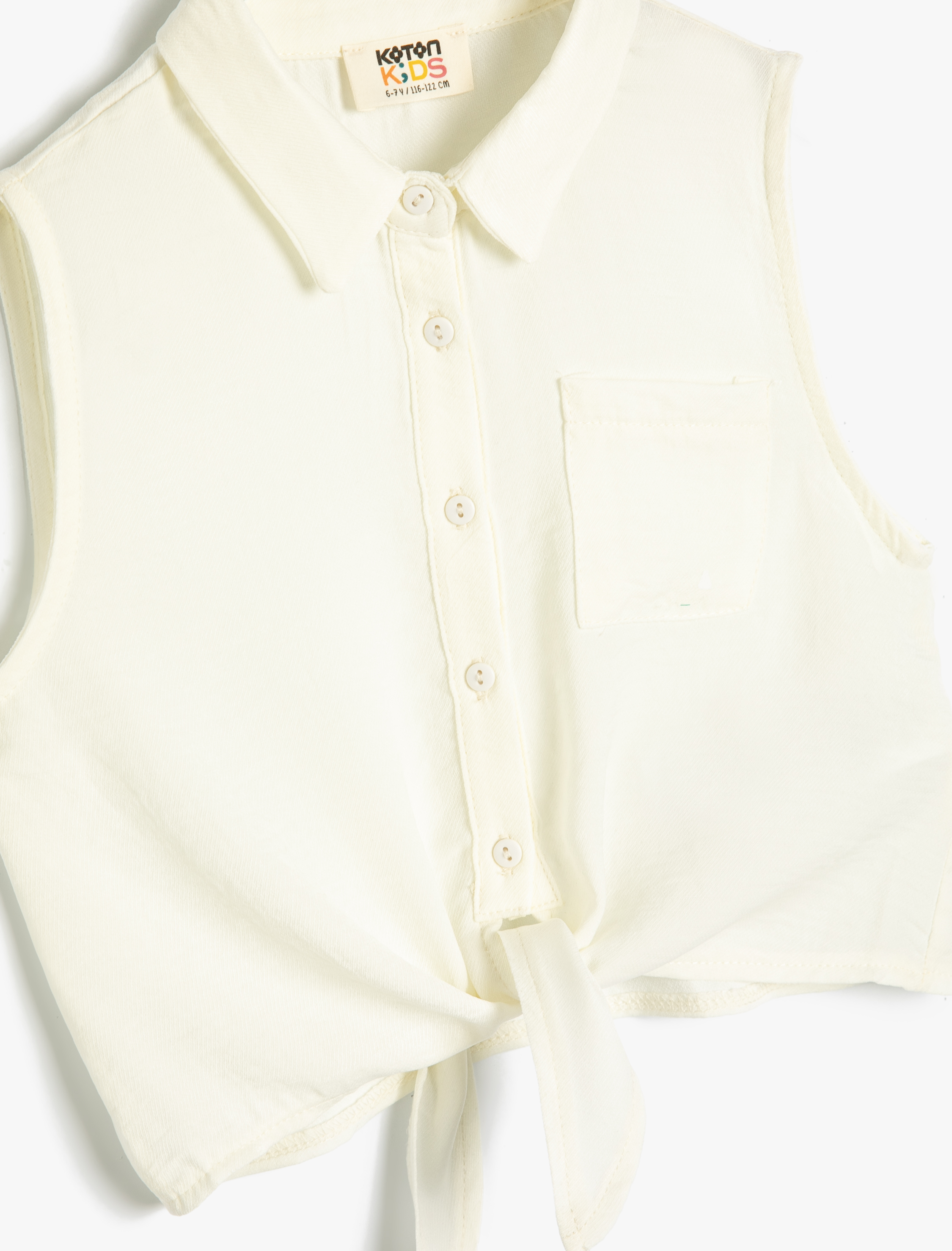  Kız Çocuk Crop Gömlek Kısa Kollu Önden Bağlamalı