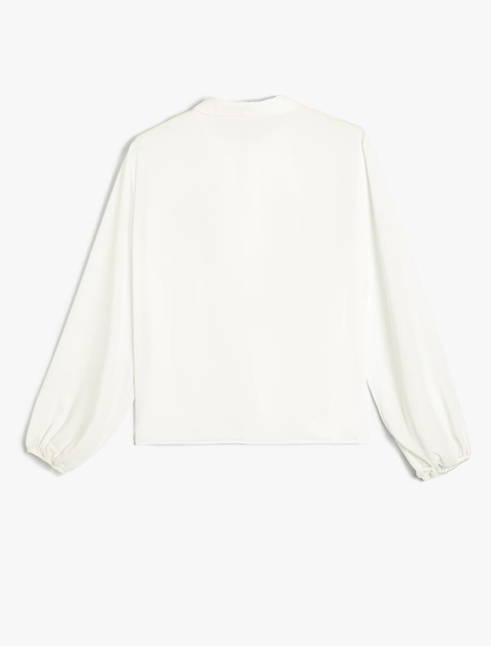  Uzun Kollu Fırfırlı Gömlek Klasik Yaka