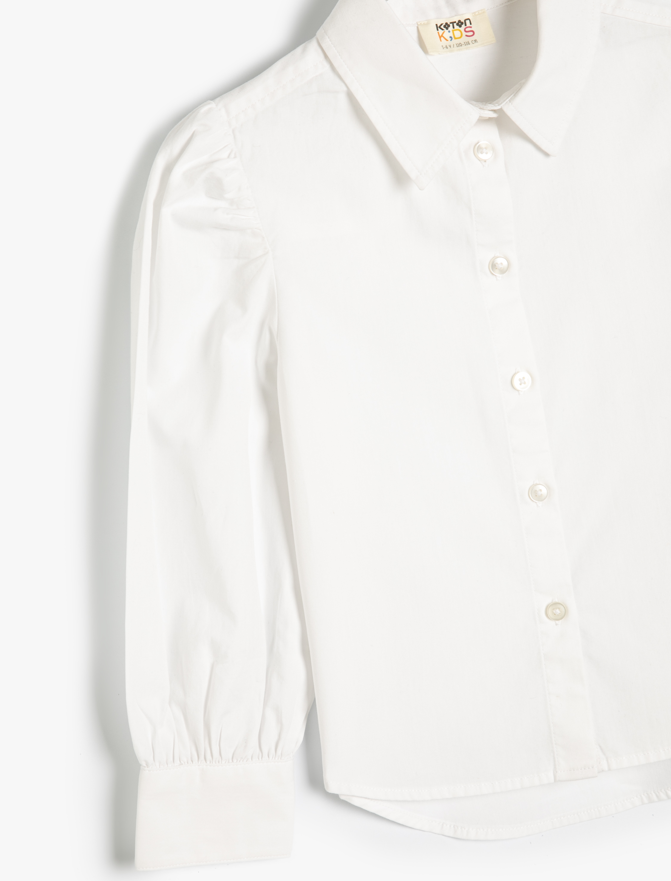  Kız Çocuk Uzun Kollu Klasik Yaka Düğme Kapamalı Basic Okul Gömleği