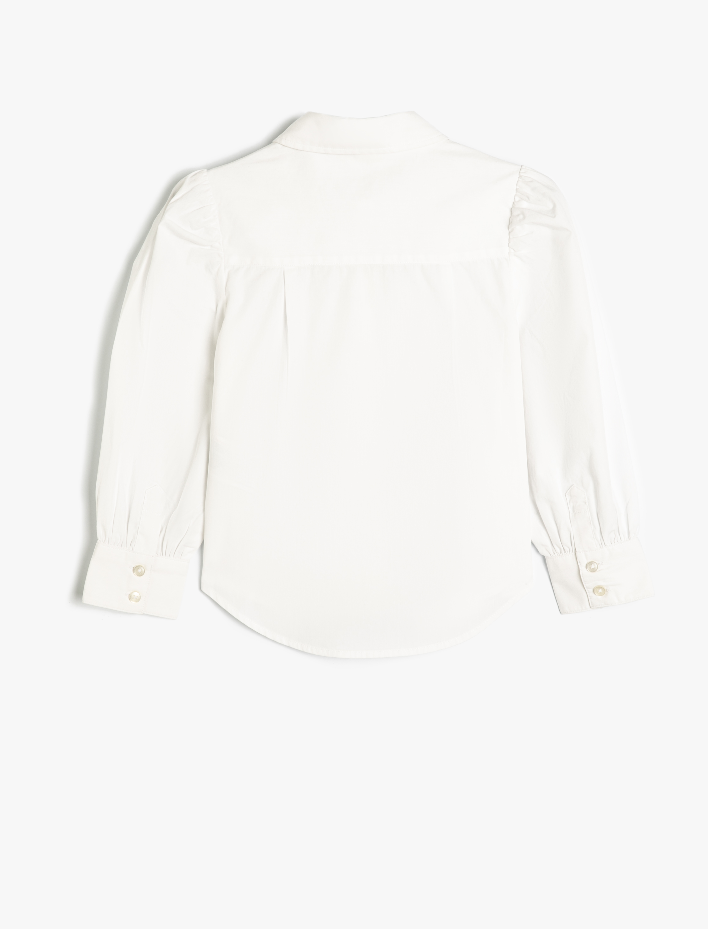  Kız Çocuk Uzun Kollu Klasik Yaka Düğme Kapamalı Basic Okul Gömleği