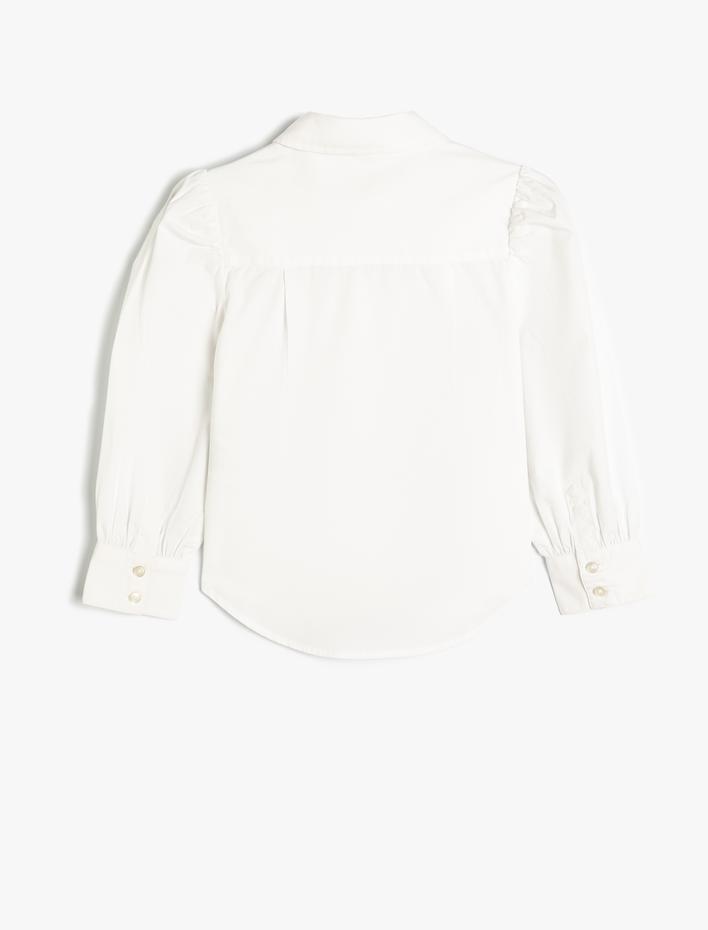 Kız Çocuk Uzun Kollu Klasik Yaka Düğme Kapamalı Basic Okul Gömleği