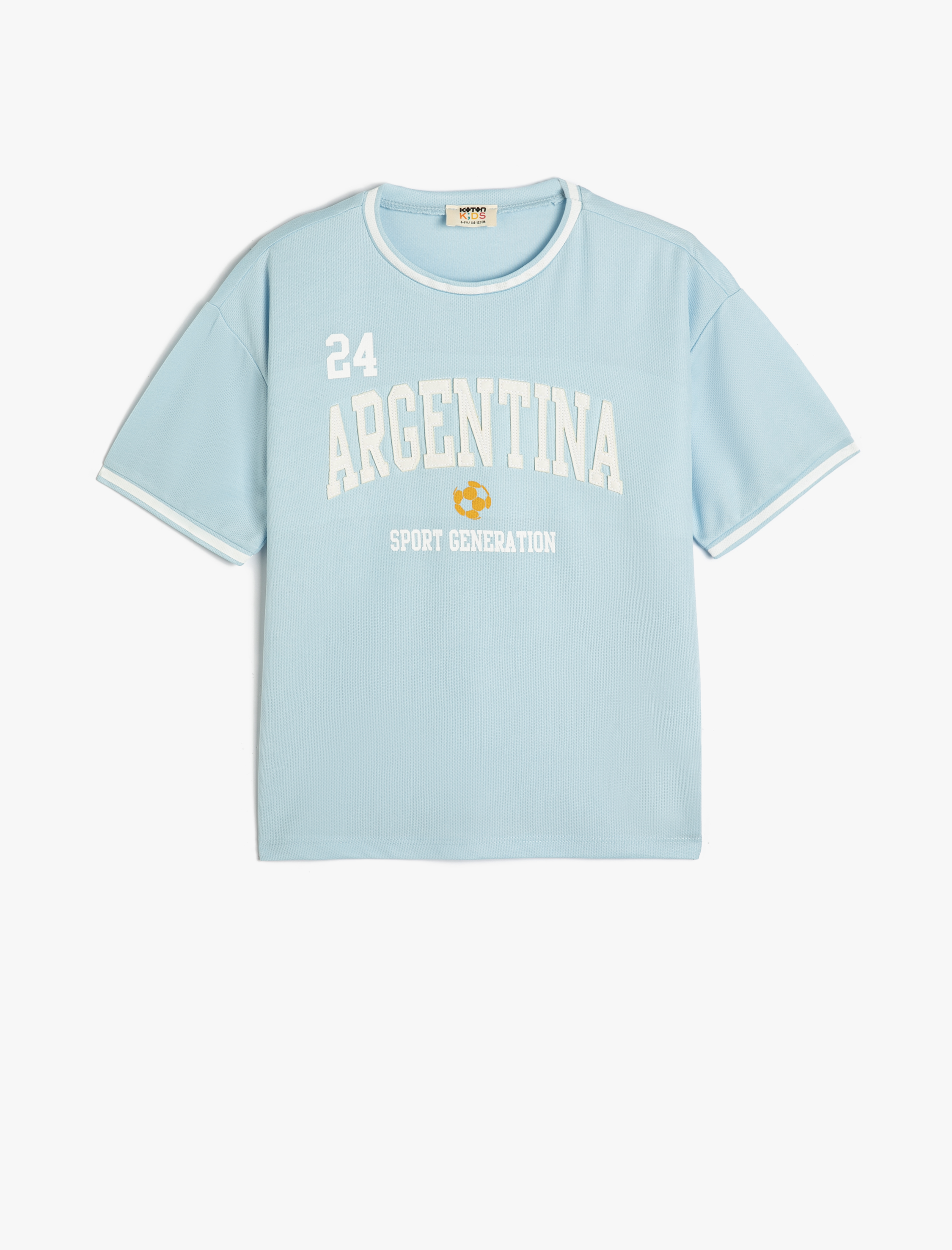Koton Oversize Tişört  Argentina Baskılı Kısa Kollu Bisiklet Yaka -1