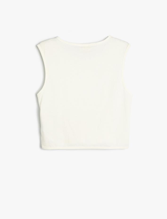 Kız Çocuk Basic Tişört Kolsuz Yuvarlak Yaka Ribana Detaylı