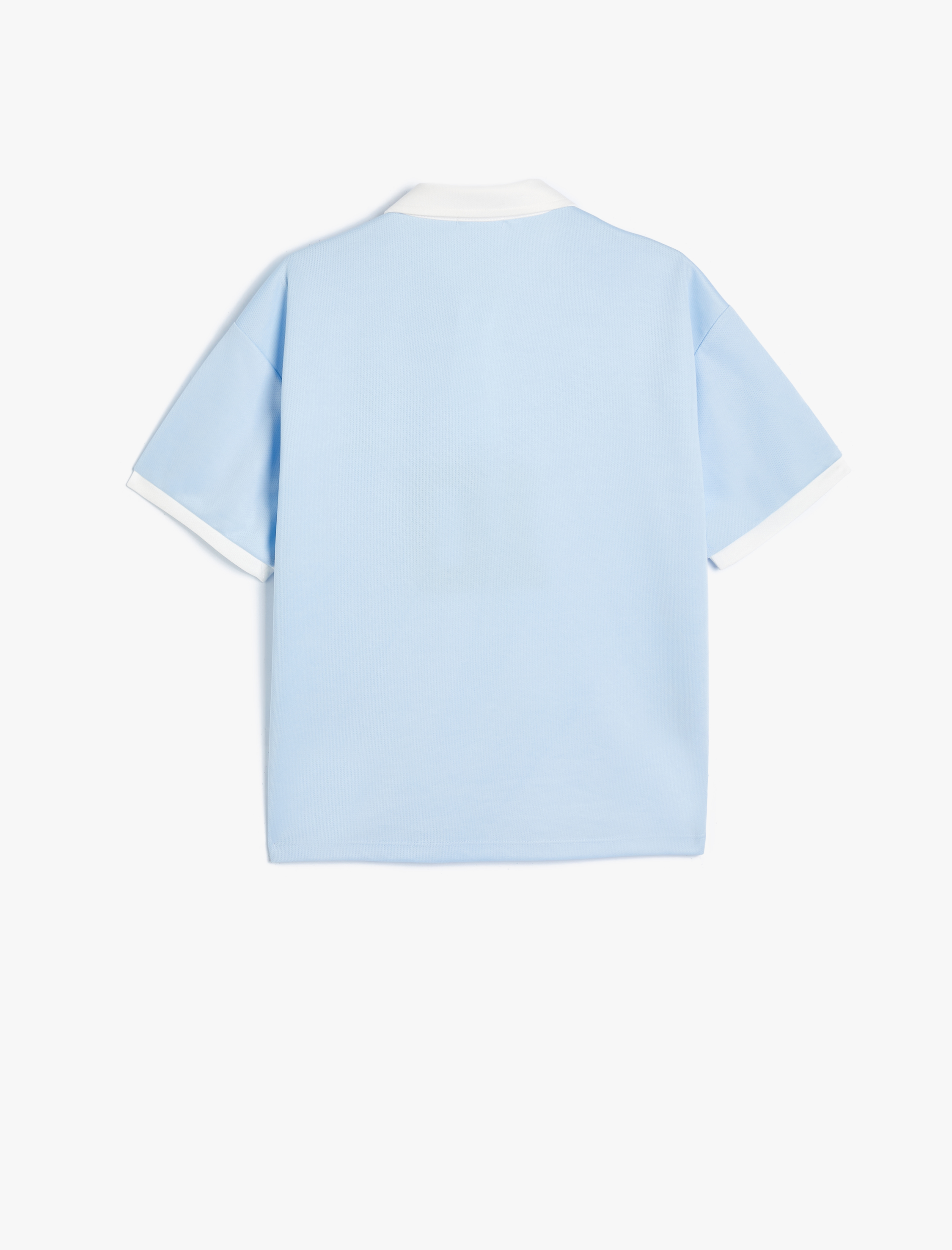  Erkek Çocuk Oversize Tişört Polo Yaka Renk Bloklu Spor Baskılı Kısa Kollu