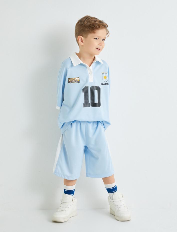 Erkek Çocuk Oversize Şort Beli Bağlamalı Renk Bloklu