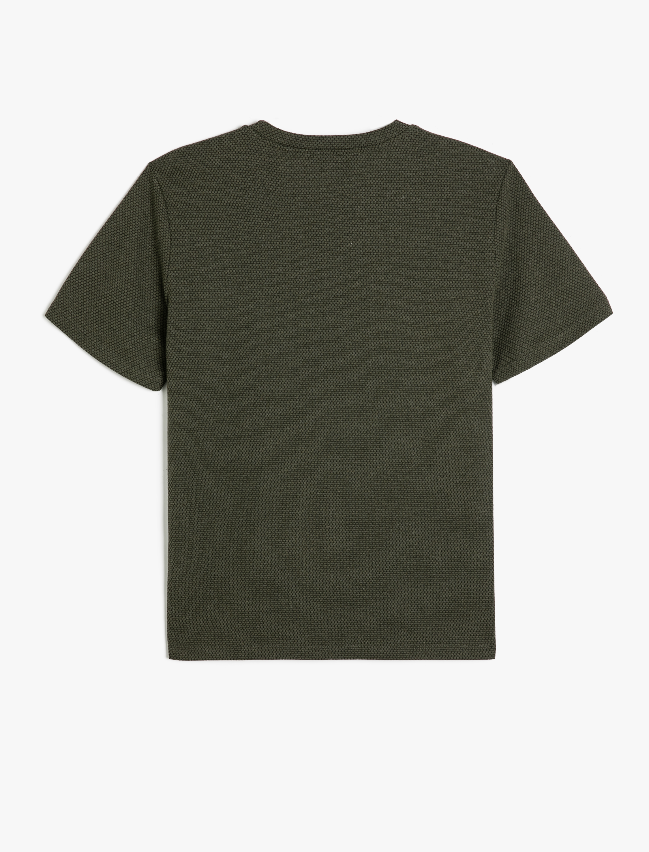   Basic Tişört Cep Detaylı Bisiklet Yaka Kısa Kollu Dokulu