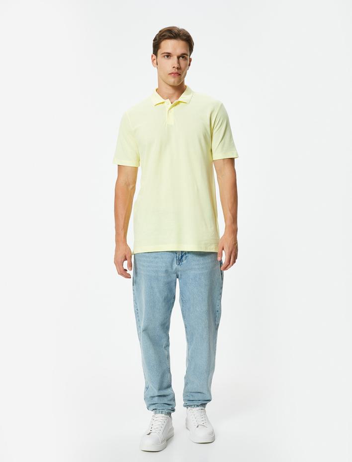  Slim Fit Tişört Polo Yaka Kısa Kollu Pamuklu