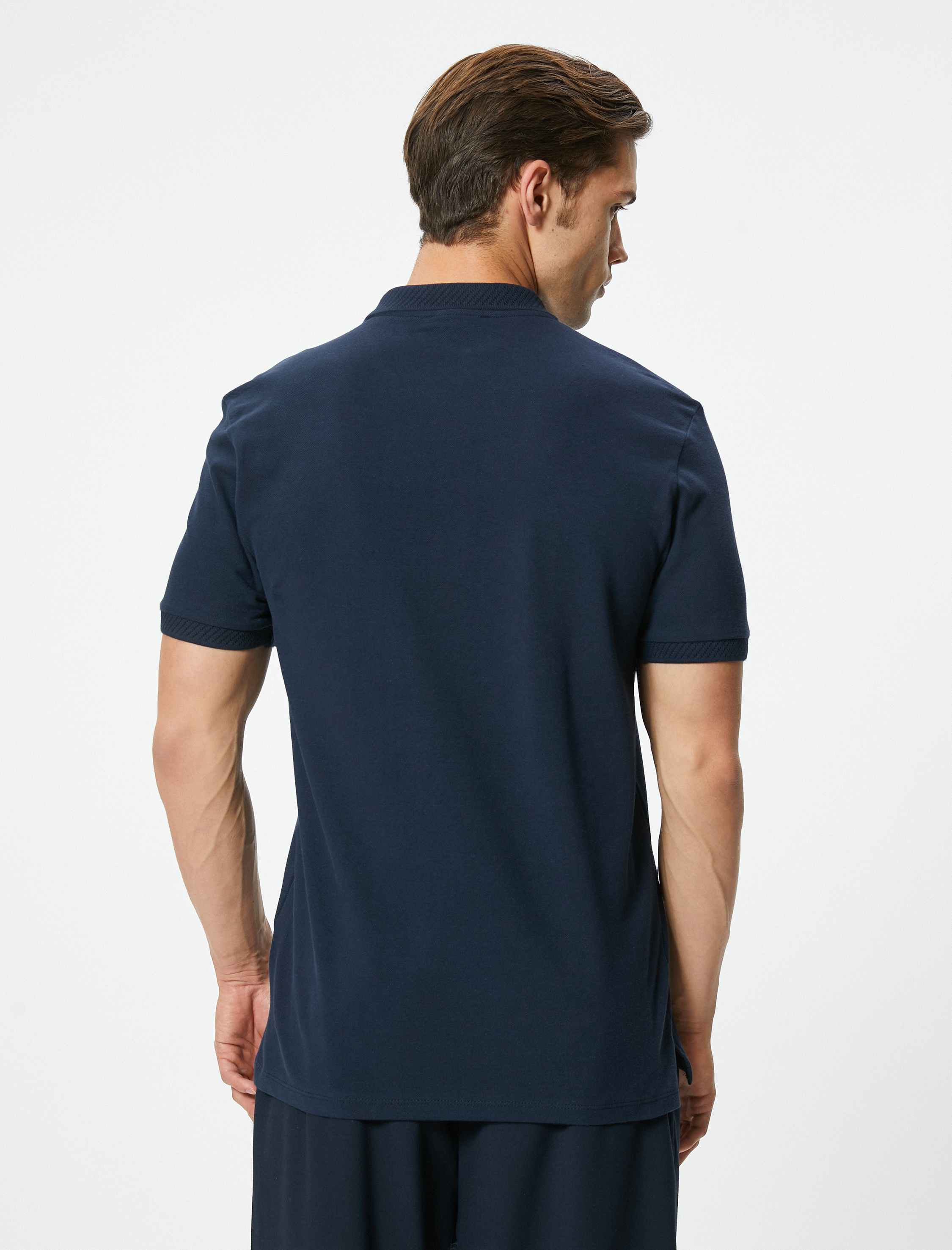   Yakalı Tişört Düğmeli Slim Fit Kısa Kollu