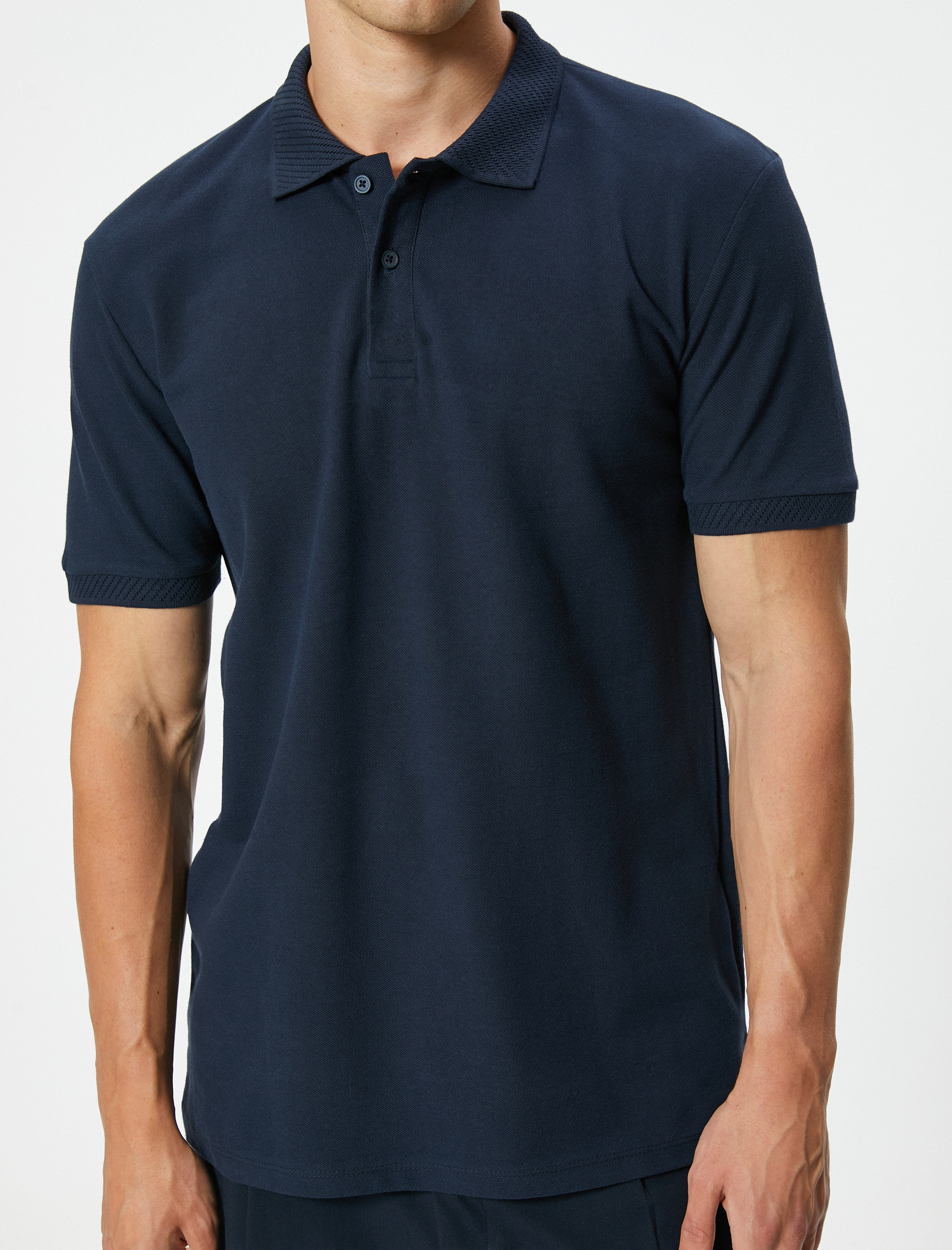   Yakalı Tişört Düğmeli Slim Fit Kısa Kollu