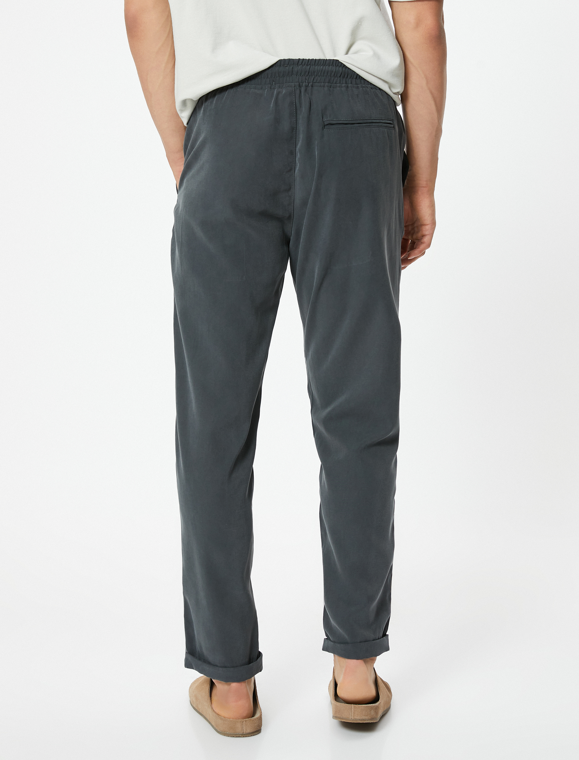   Gabardin Pantolon Beli Bağcıklı Cep Detaylı