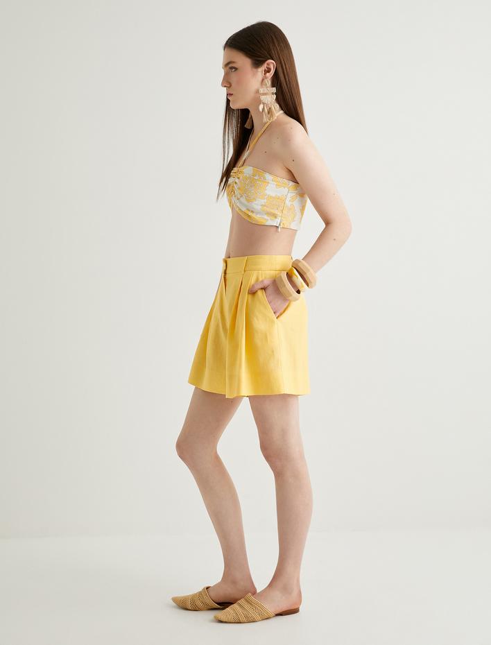  Koton X Melis Ağazat - Keten Karışımlı Pileli Şort