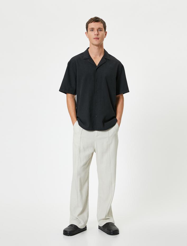  Kısa Kollu Gömlek Pamuk Karışımlı Regular Fit