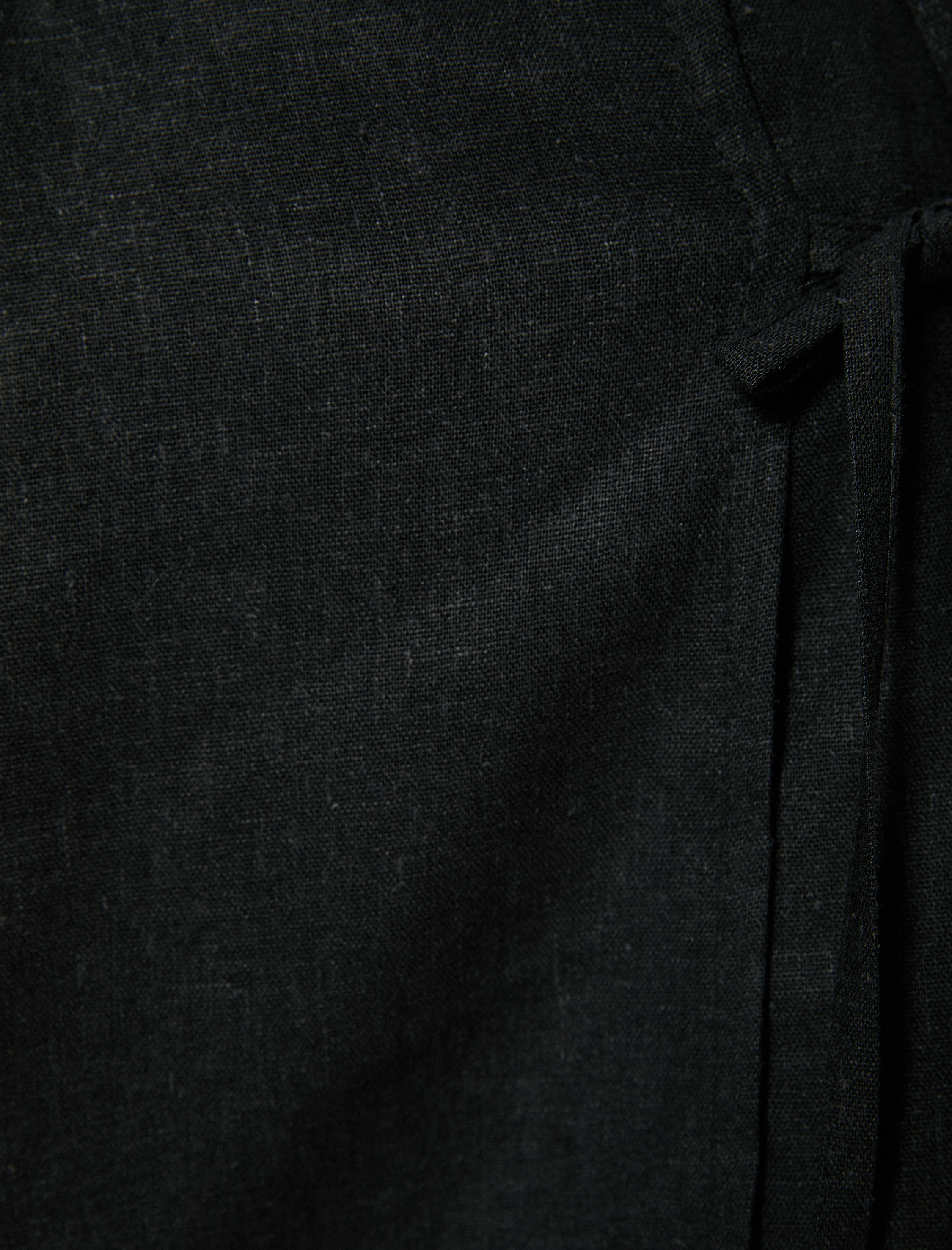   Mini Keten Şort Etek Kruvaze Bağlama Detaylı