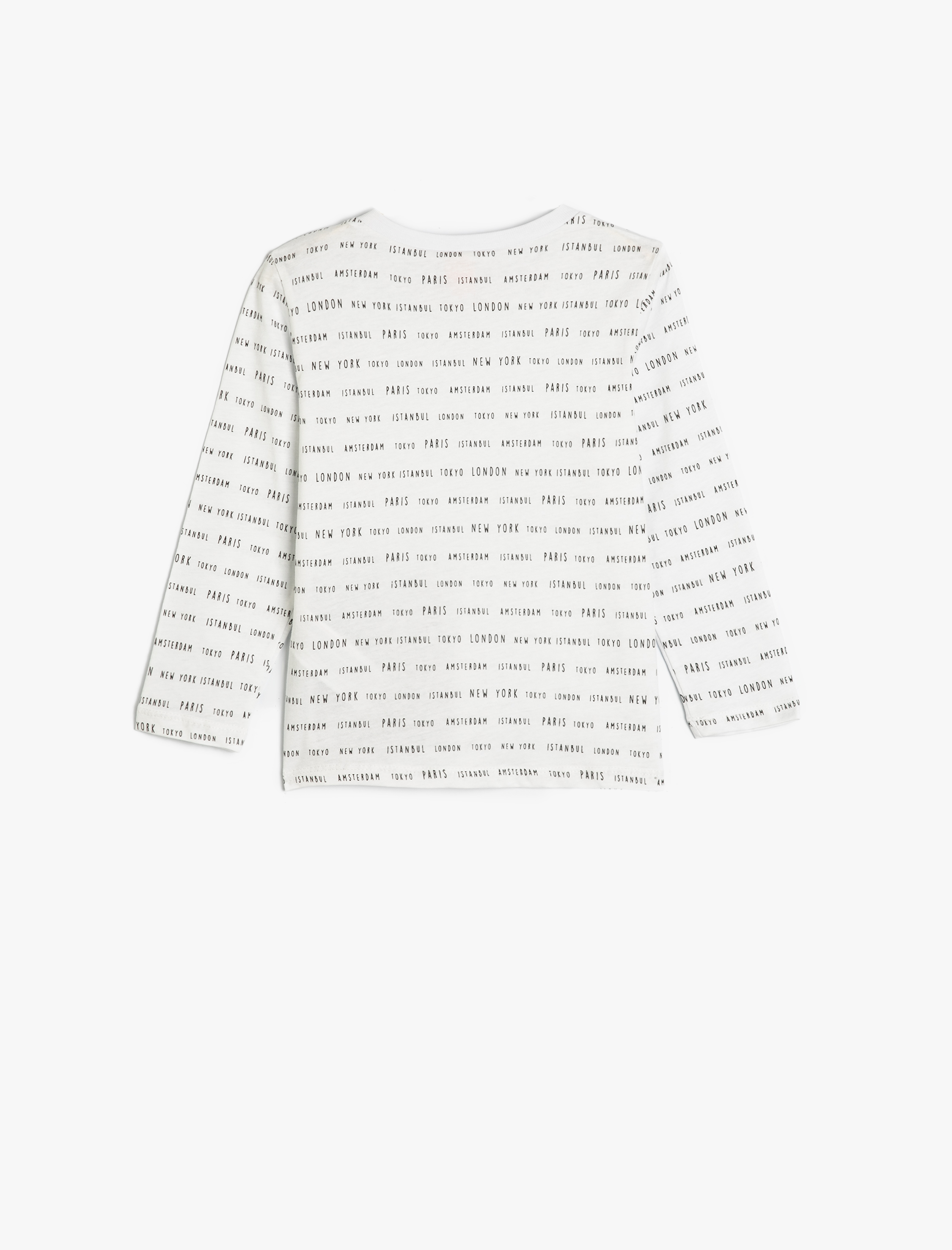  Erkek Bebek Tişört Uzun Kollu Cep Detaylı Şehir Baskılı Bisiklet Yaka Pamuklu