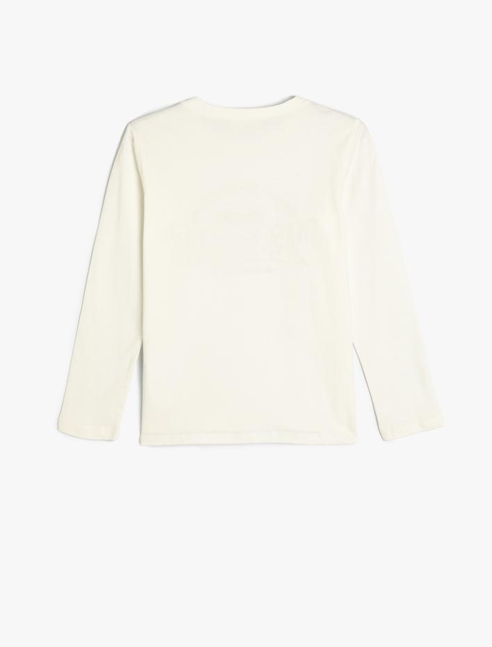 Kız Çocuk Tişört Kolej Baskılı Uzun Kollu Bisiklet Yaka Pamuklu