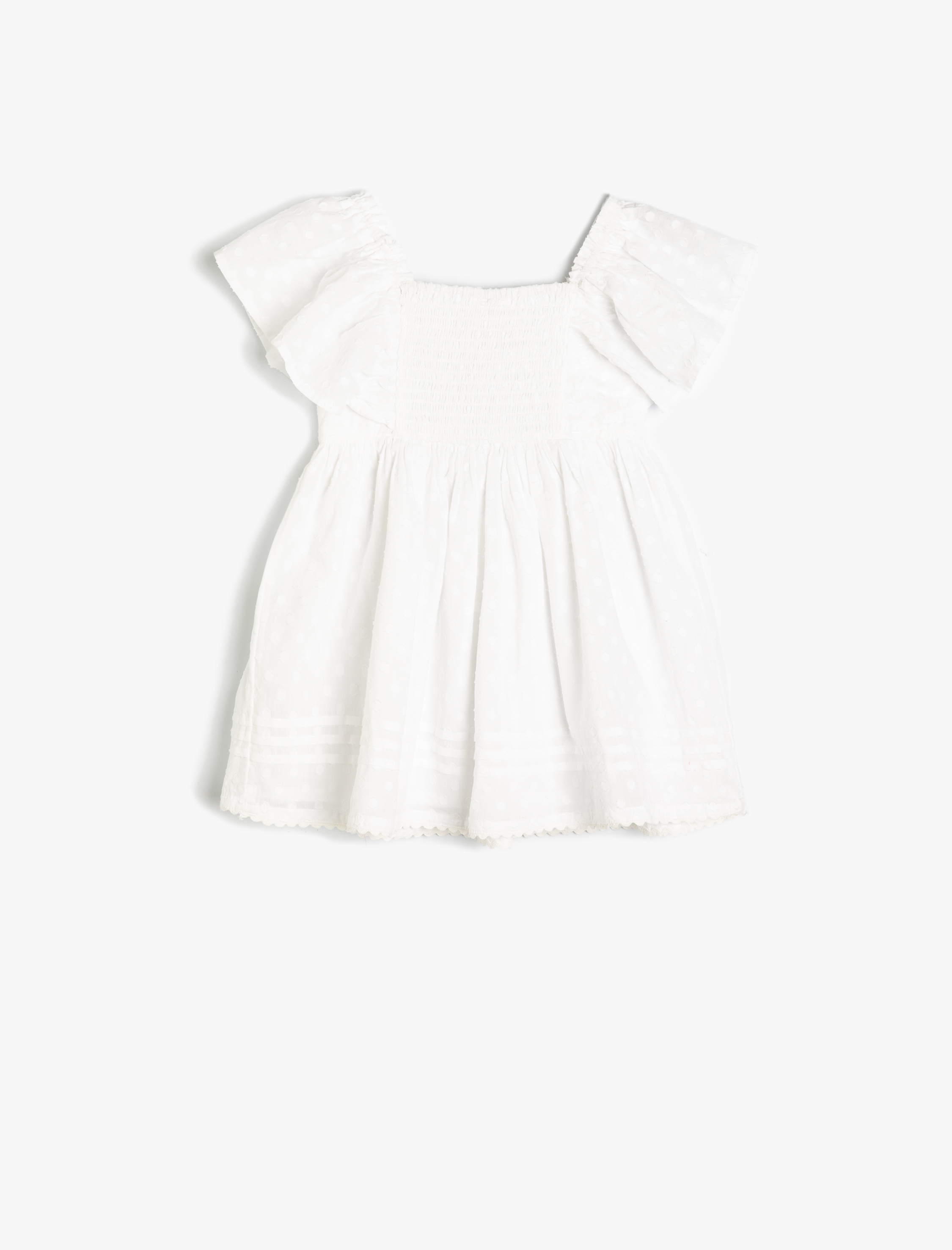  Kız Bebek Elbise Fırfırlı Gipeli Çiçek İşlemeli Pamuklu