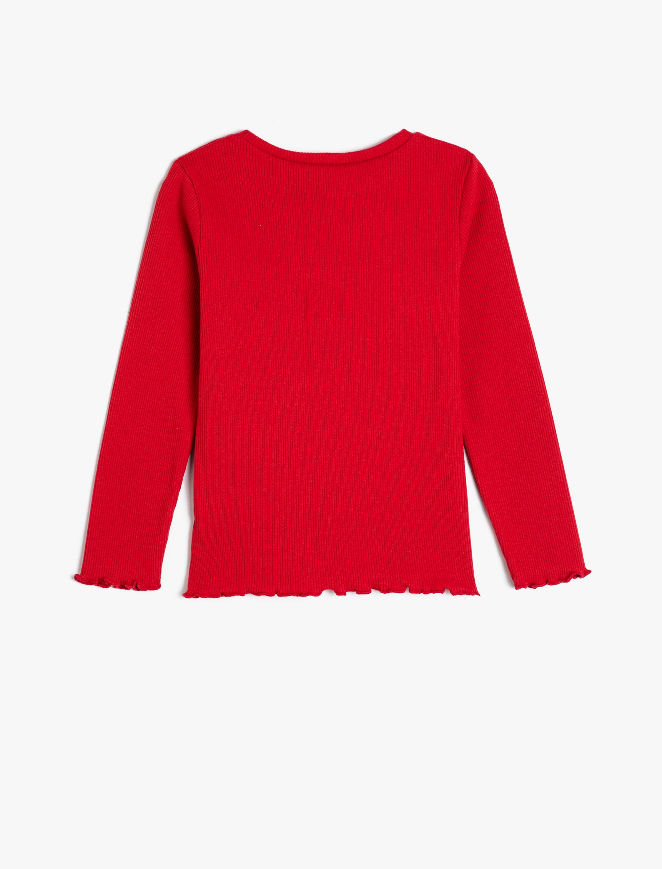  Kız Çocuk Tişört Uzun Kollu Bisiklet Yaka Ribanalı Pamuklu