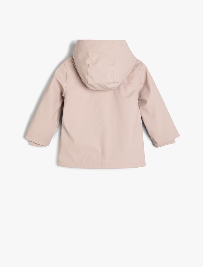 Kız Bebek Kapşonlu Yağmurluk Peluş Astarlı Su Geçirmez Kapaklı Cepli