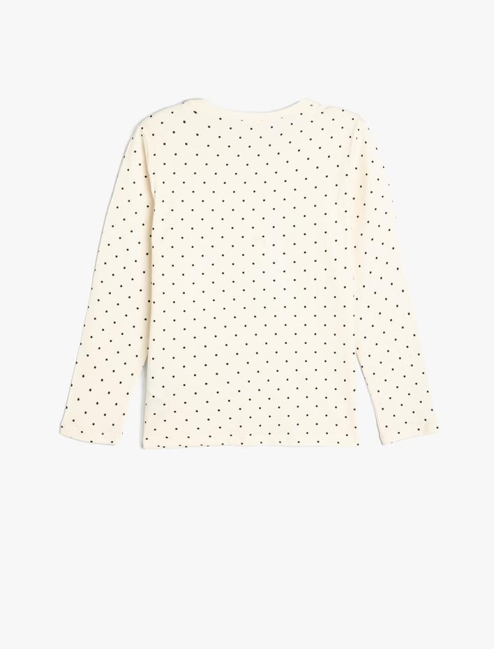 Kız Çocuk Unicorn Tişört Pullu Payetli Bisiklet Yaka Uzun Kollu Pamuklu