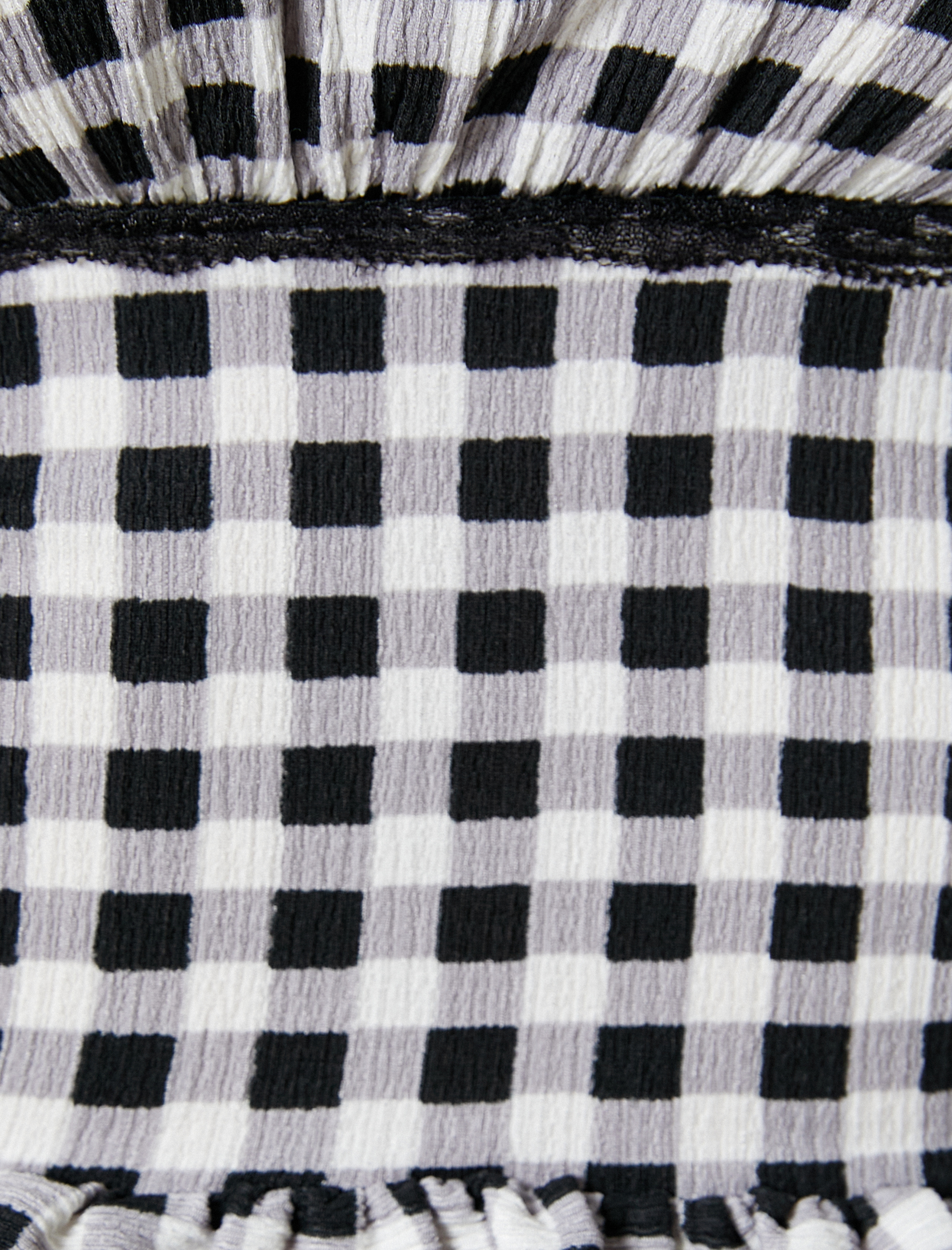   Kareli Crop Bluz Askılı Dantel Detaylı Fırfırlı Slim Fit Bürümcük