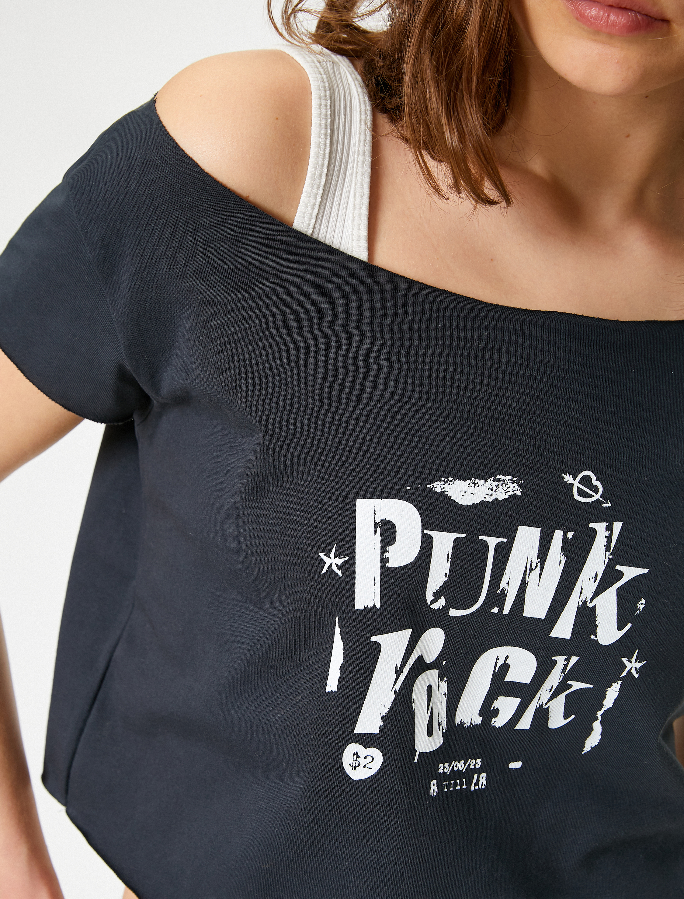   Slogan Baskılı Tişört Bisiklet Yaka Kısa Kollu Pamuklu