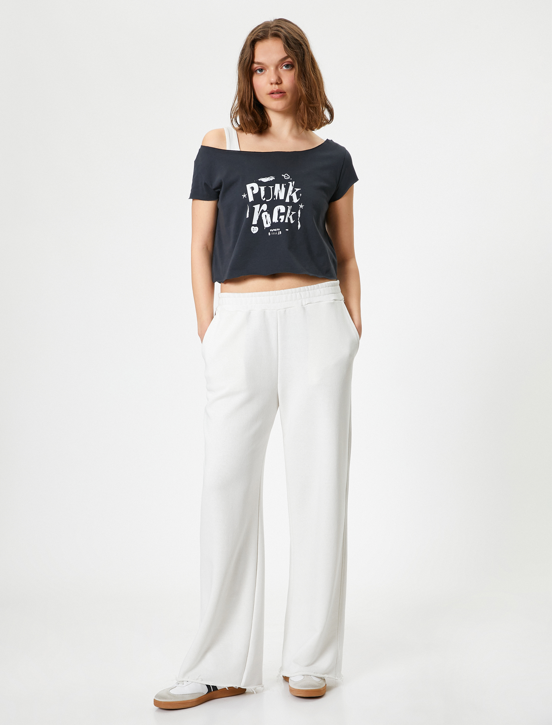   Slogan Baskılı Tişört Bisiklet Yaka Kısa Kollu Pamuklu