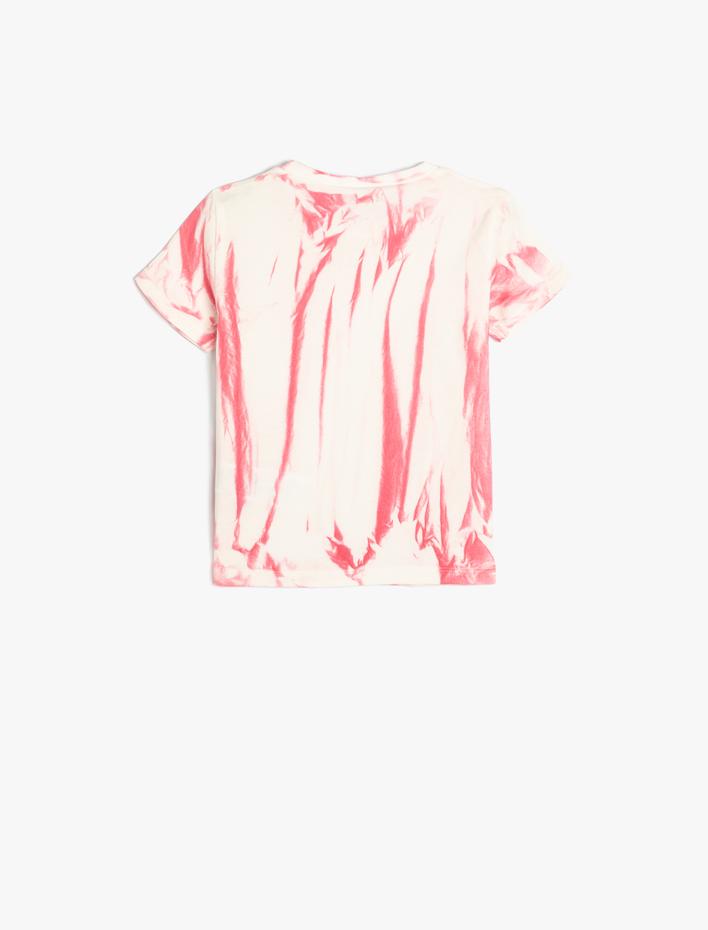 Kız Bebek Tişört Batik Desenli Kısa Kollu Bisiklet Yaka Pamuklu