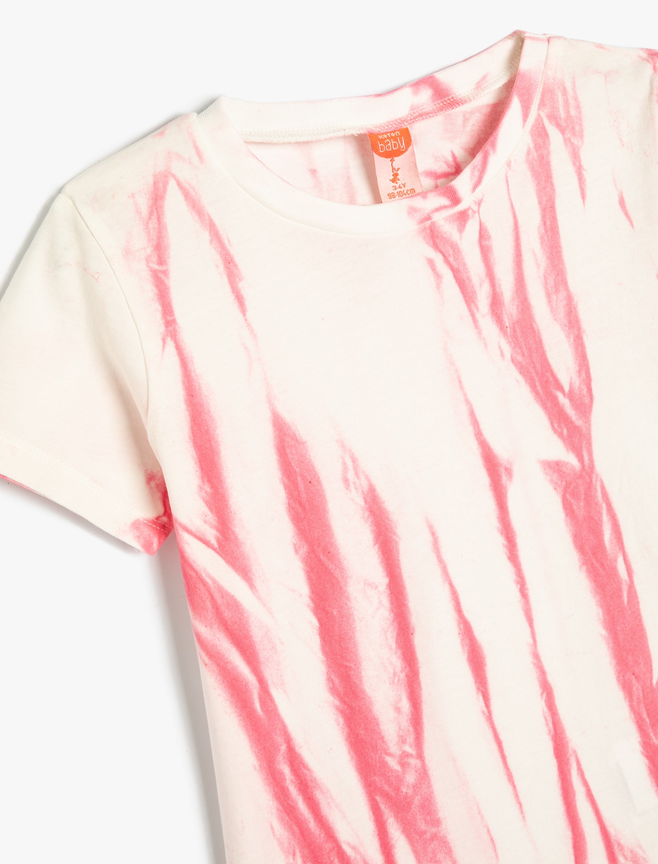  Kız Bebek Tişört Batik Desenli Kısa Kollu Bisiklet Yaka Pamuklu