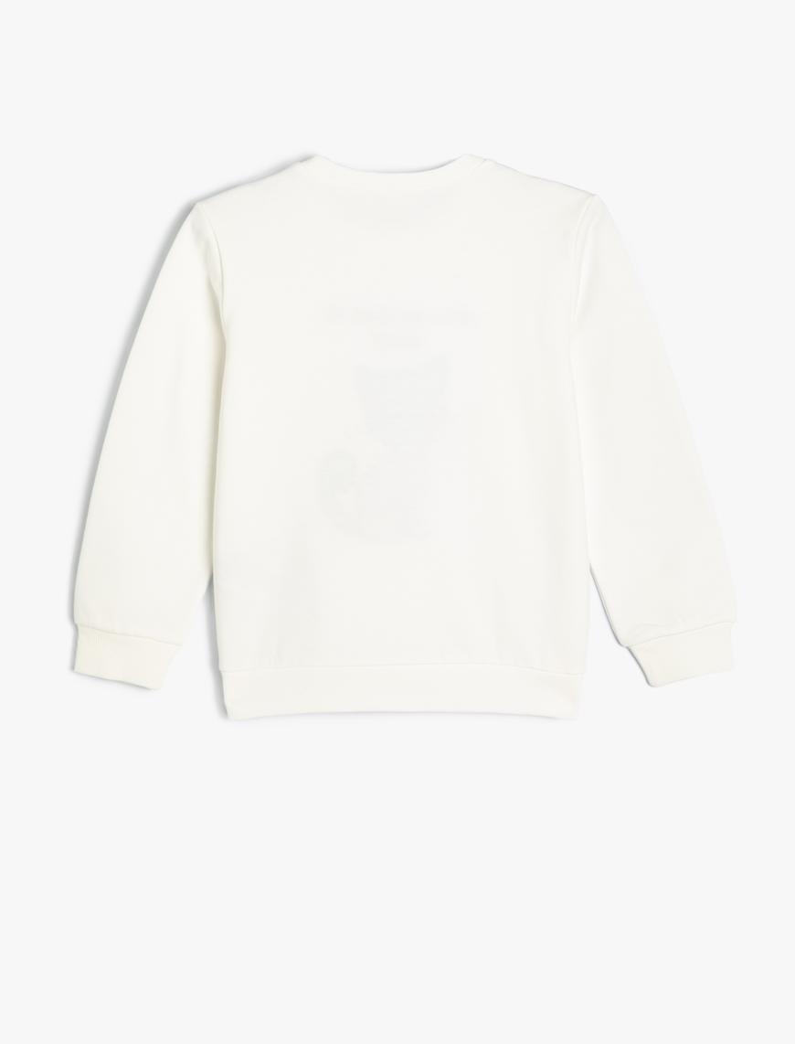  Kız Çocuk Sweatshirt Unicorn Baskılı Bisiklet Yaka Uzun Kollu Pamuklu Şardonlu