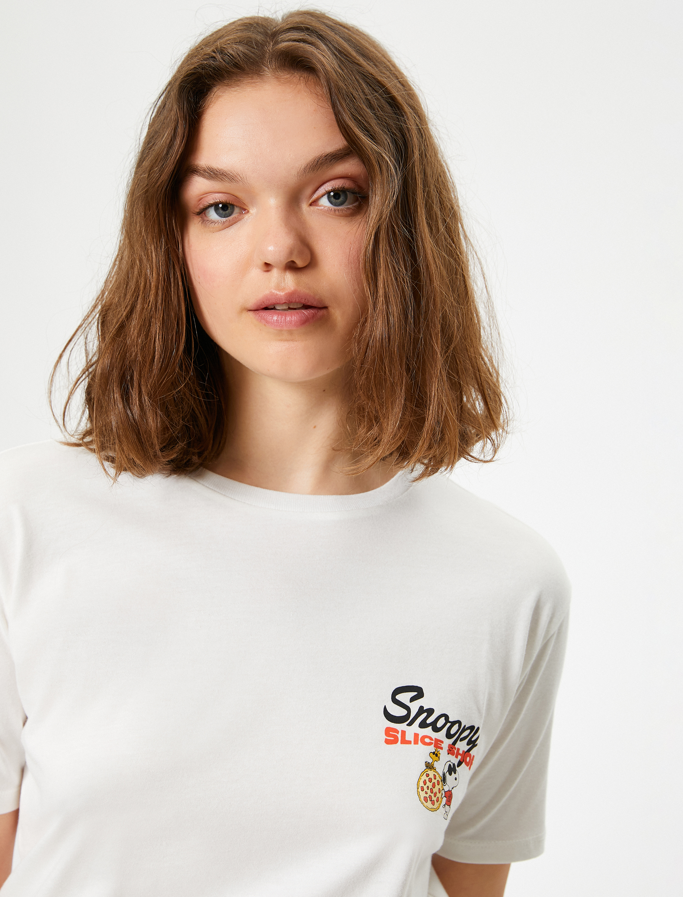   Snoopy Tişört Arkası Baskılı Oversize Kısa Kollu Lisanslı