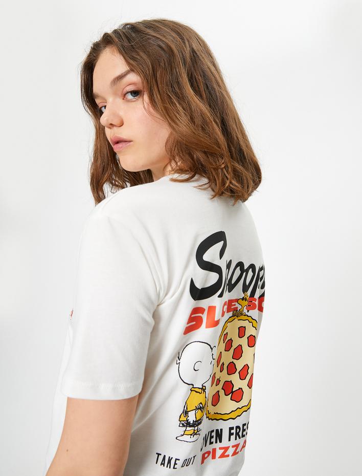  Snoopy Tişört Arkası Baskılı Oversize Kısa Kollu Lisanslı