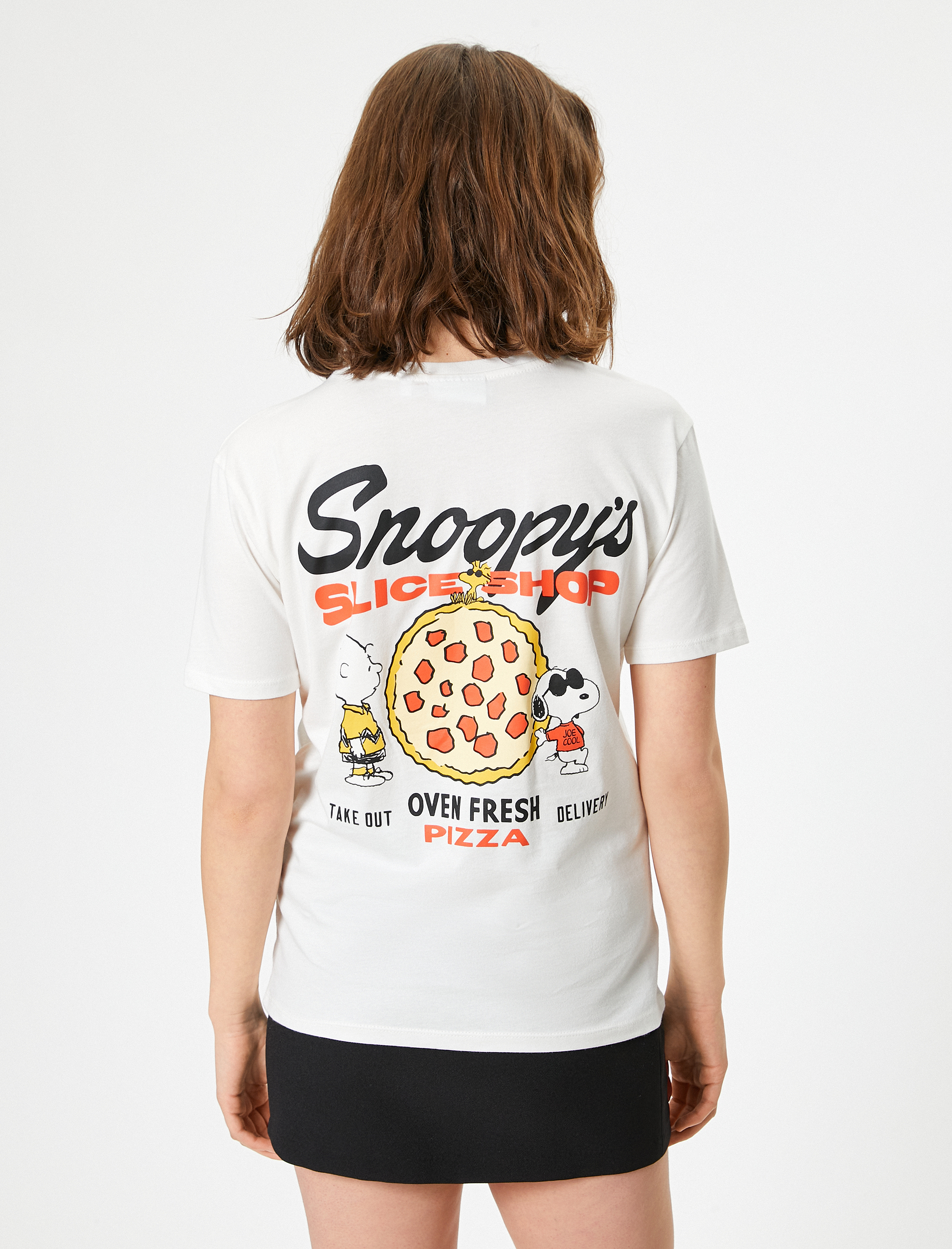   Snoopy Tişört Arkası Baskılı Oversize Kısa Kollu Lisanslı