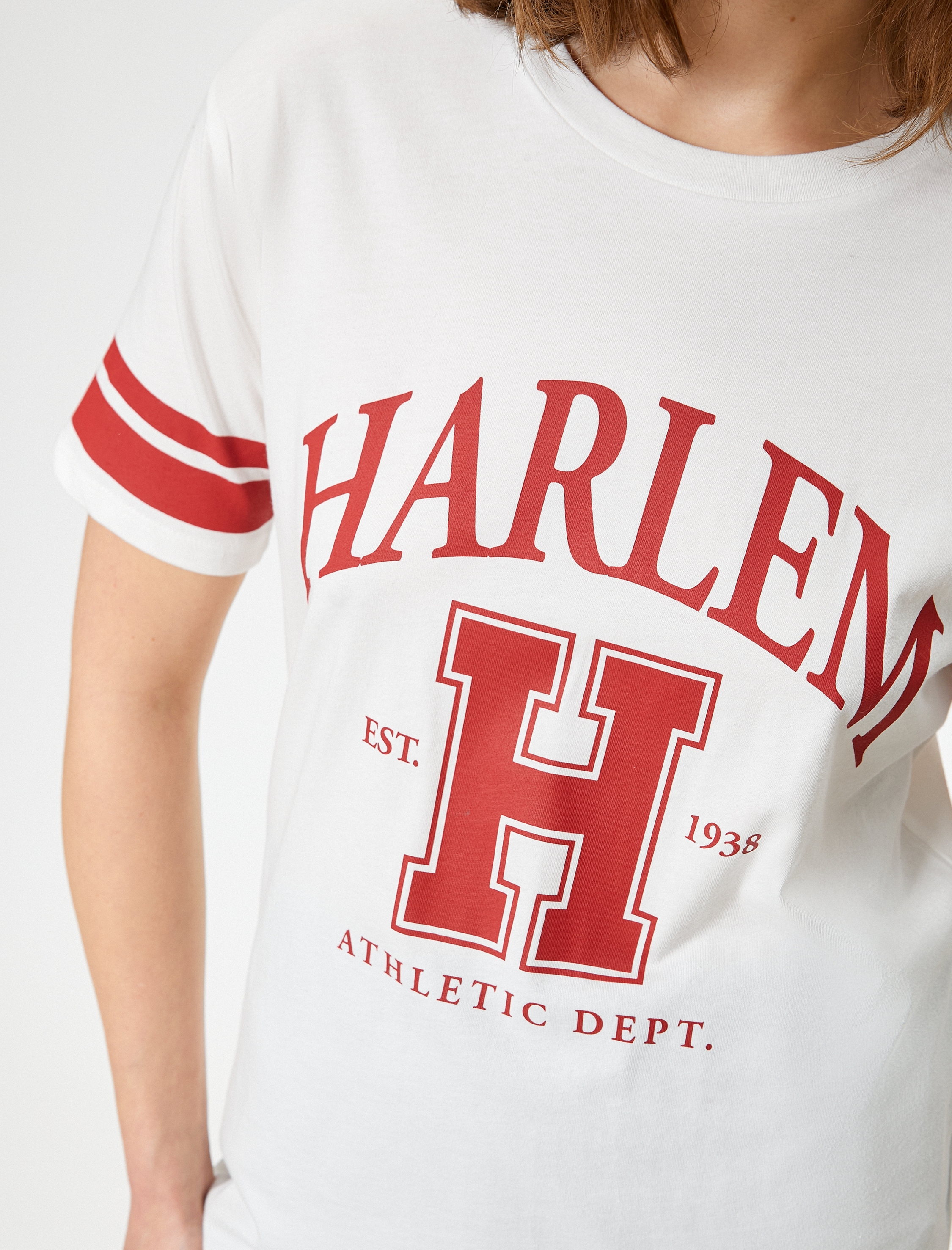   Kolej Tişört Harf Baskılı Bisiklet Yaka Oversize Kısa Kollu