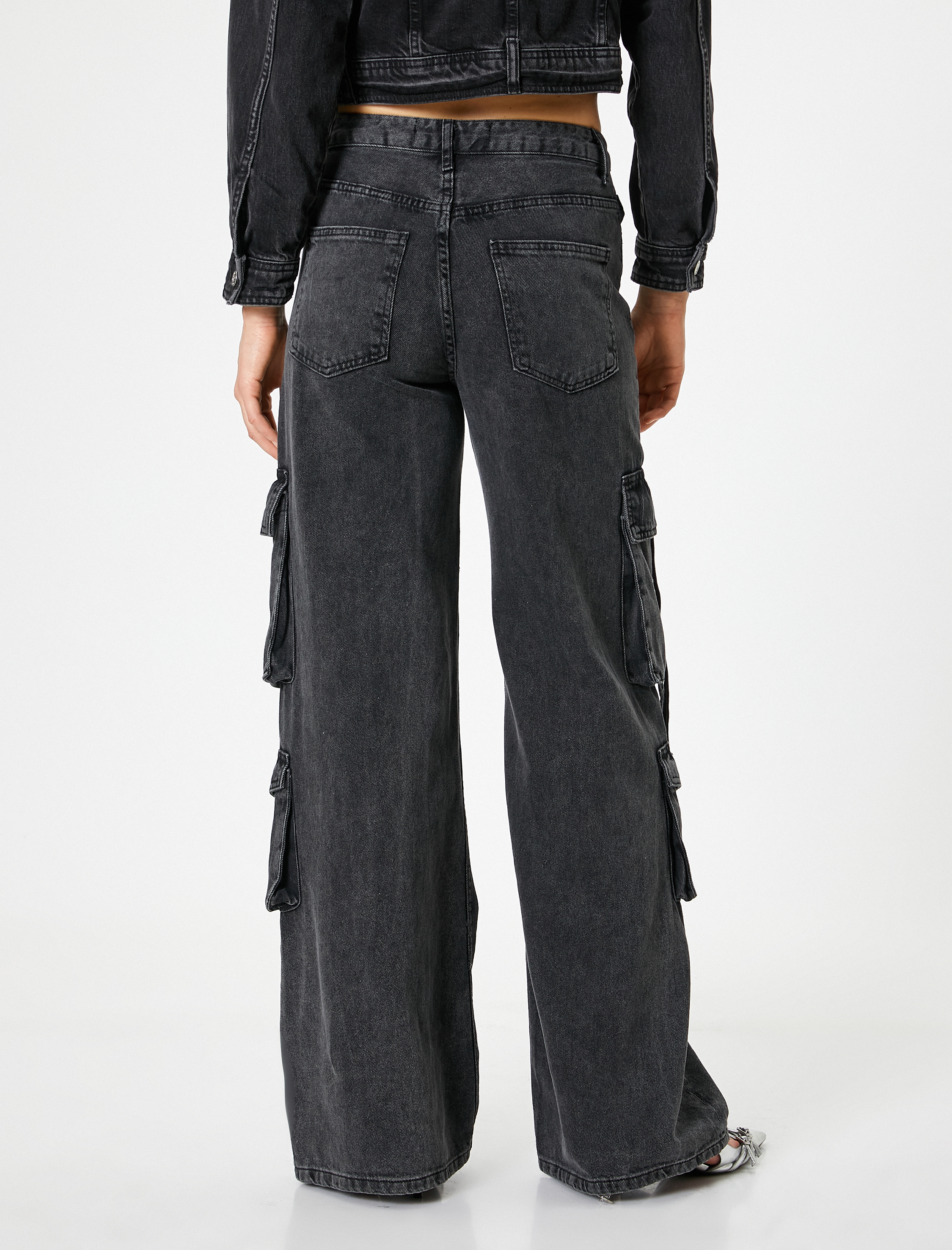   Kargo Kot Pantolon Düz Bol Paça Standart Bel - Eve Straight Jeans