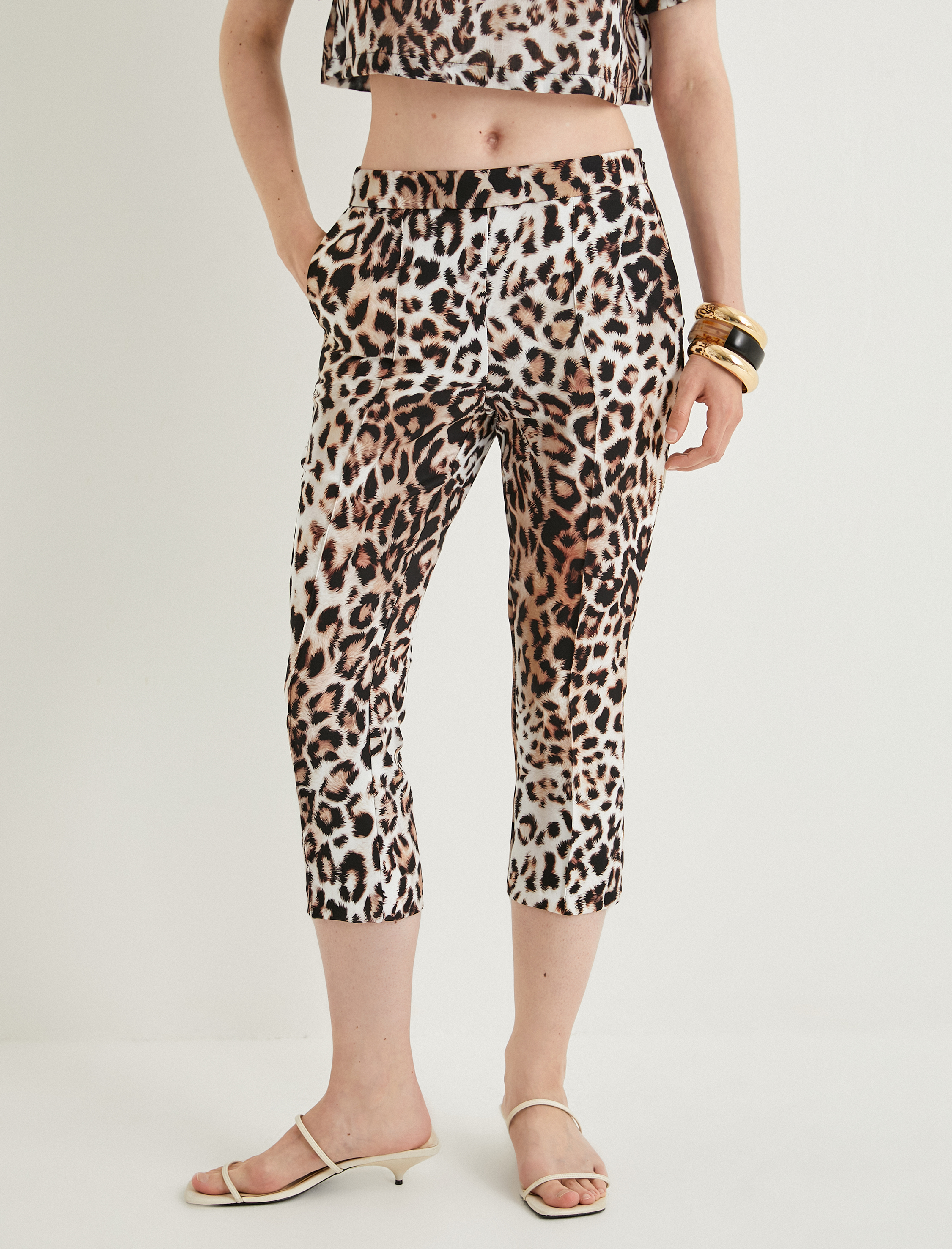   Leopar Kapri Pantolon Yüksek Bel