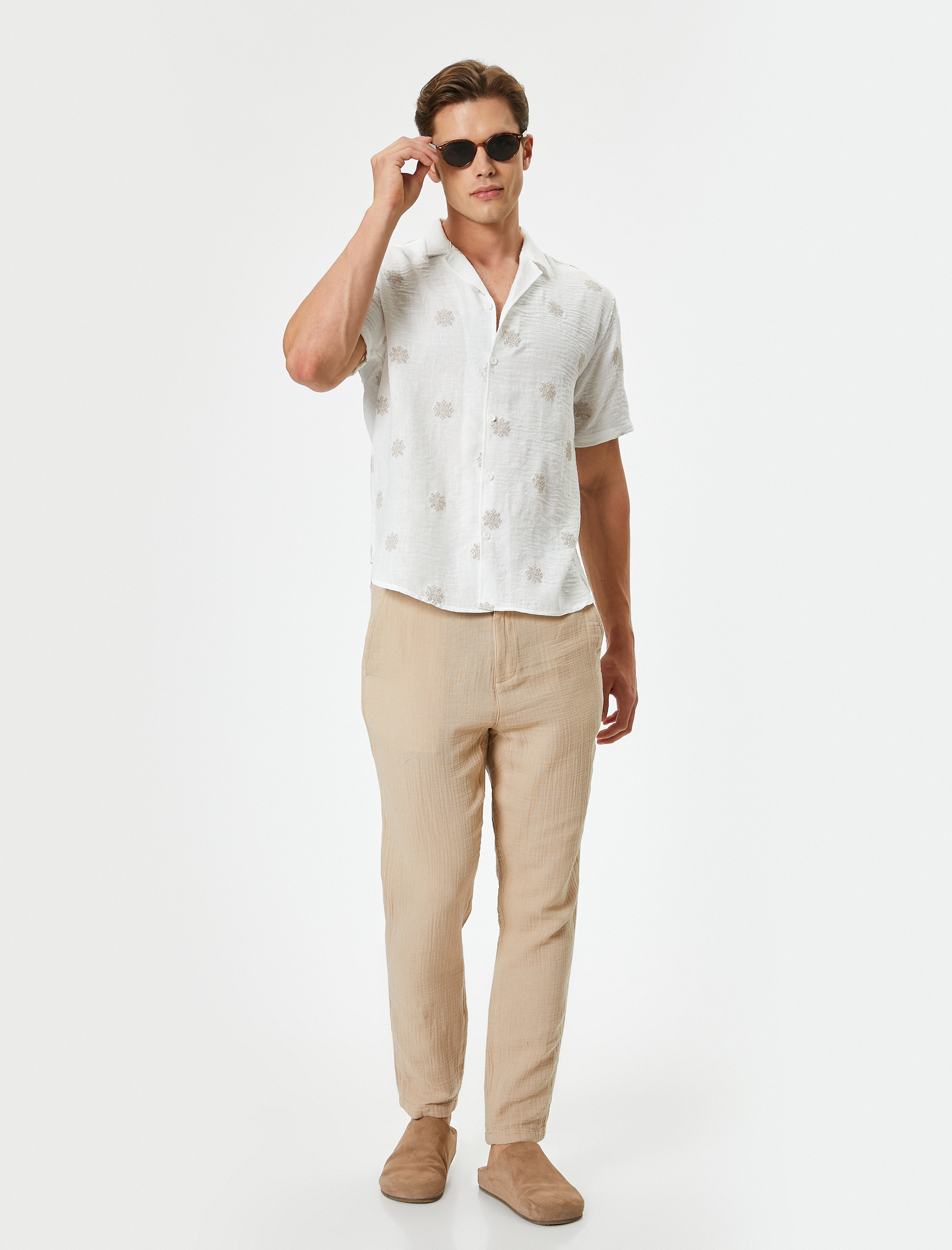   Yazlık Gömlek Kısa Kollu Baskılı Klasik Yaka Regular Fit