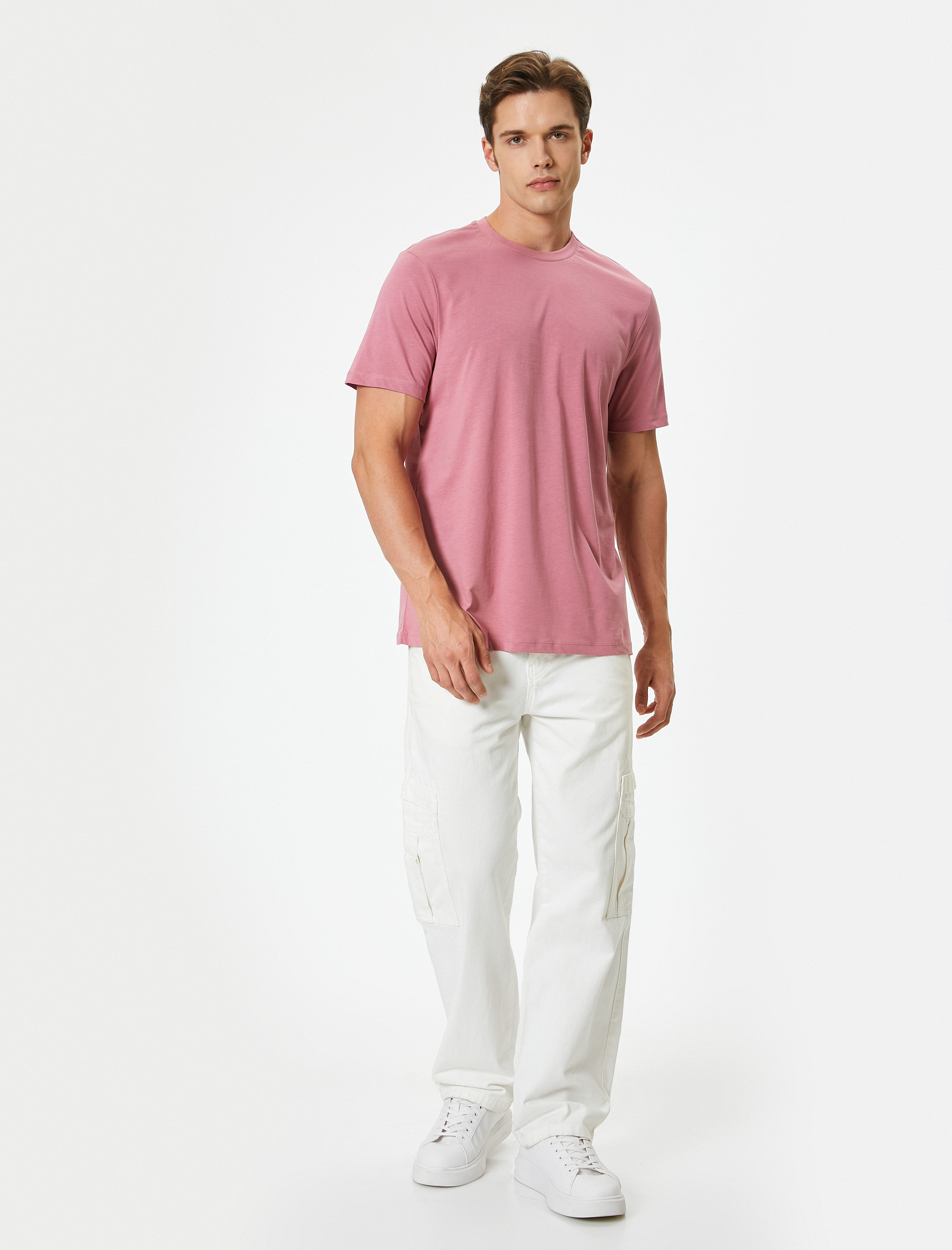 Basic Tişört Kısa Kollu Bisiklet Yaka Regular Fit Pamuklu