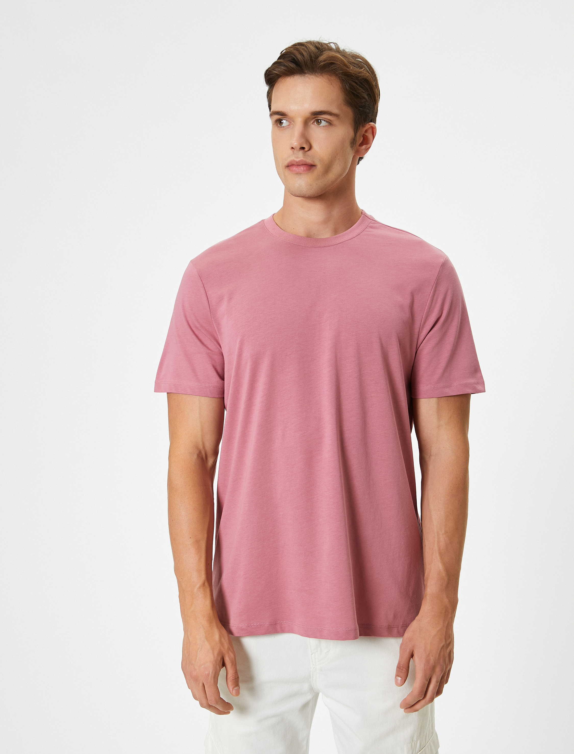 Basic Tişört Kısa Kollu Bisiklet Yaka Regular Fit Pamuklu