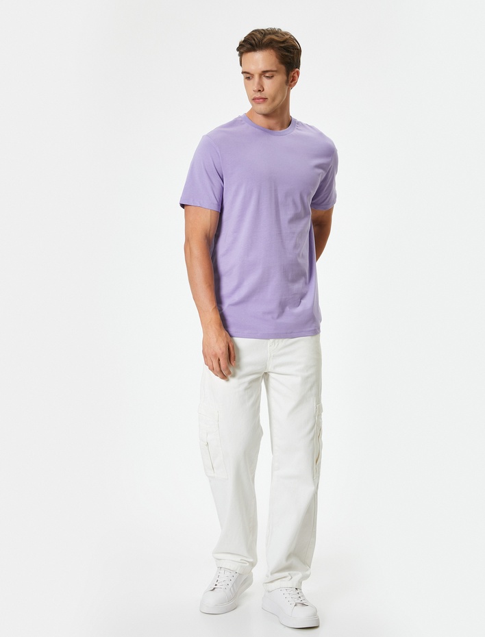  Basic Tişört Kısa Kollu Bisiklet Yaka Regular Fit Pamuklu