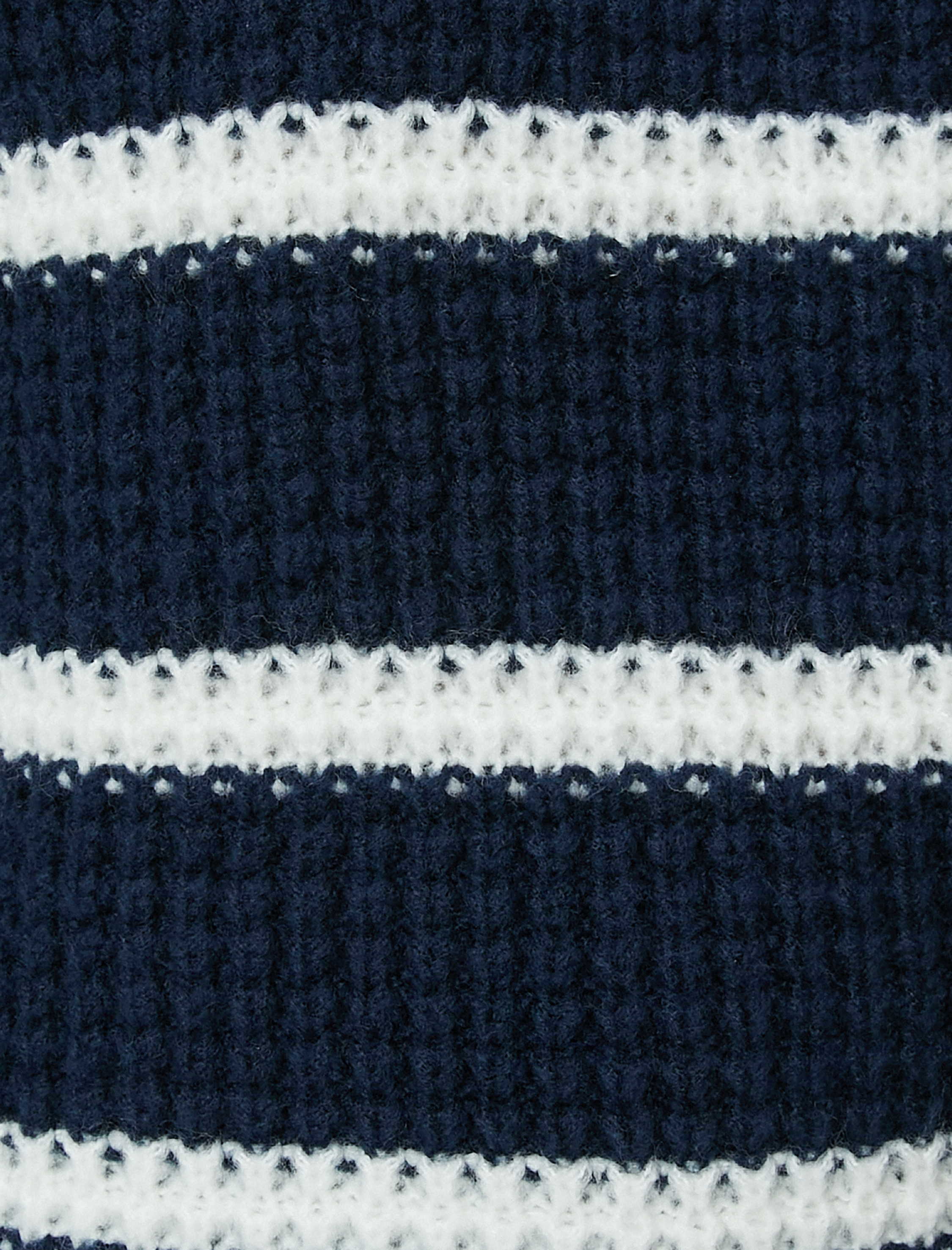   Bisiklet Yaka Triko Kazak Dokulu Şerit Desenli