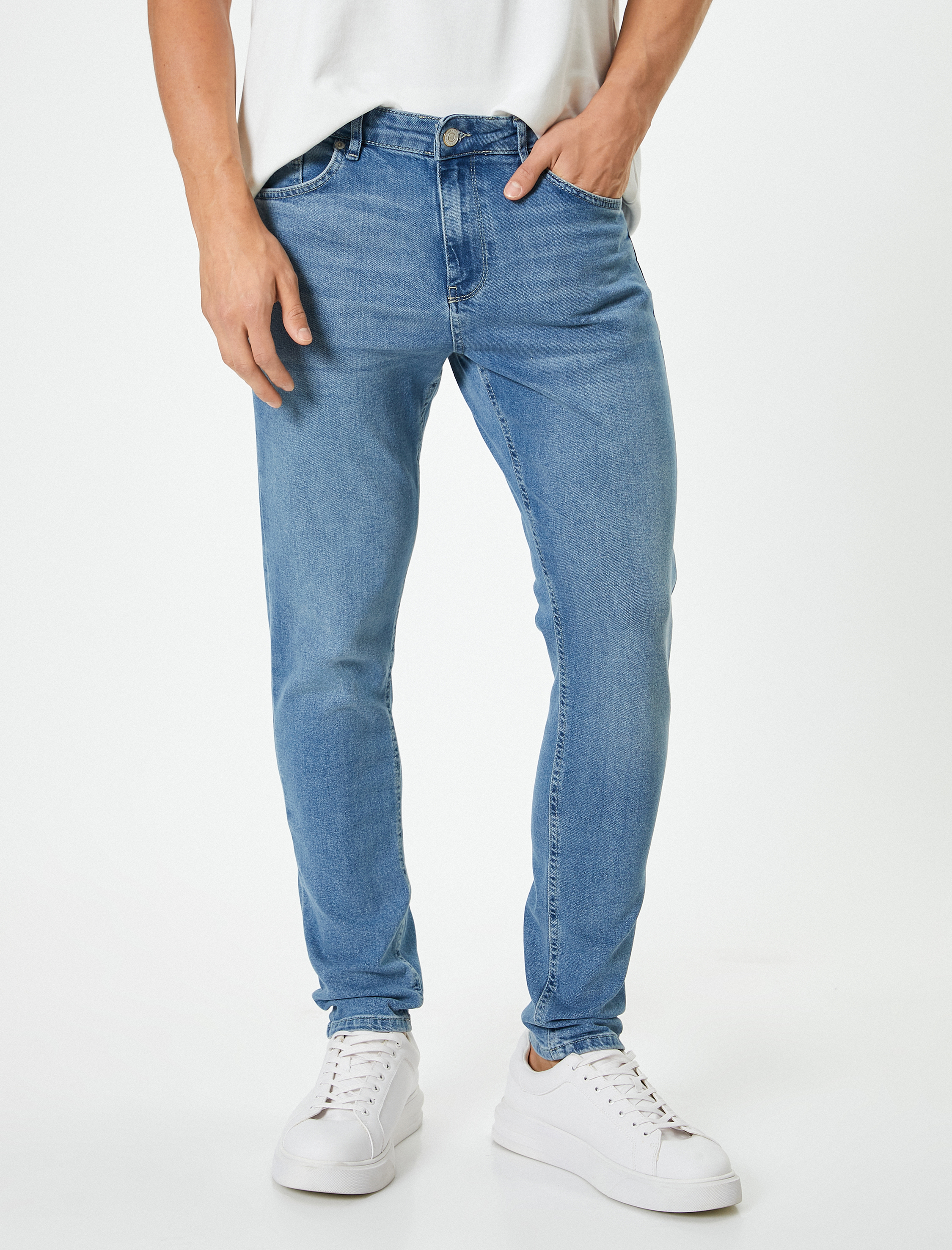 Skinny Fit Düğmeli Standart Bel Kot Pantolon - Michael Jean